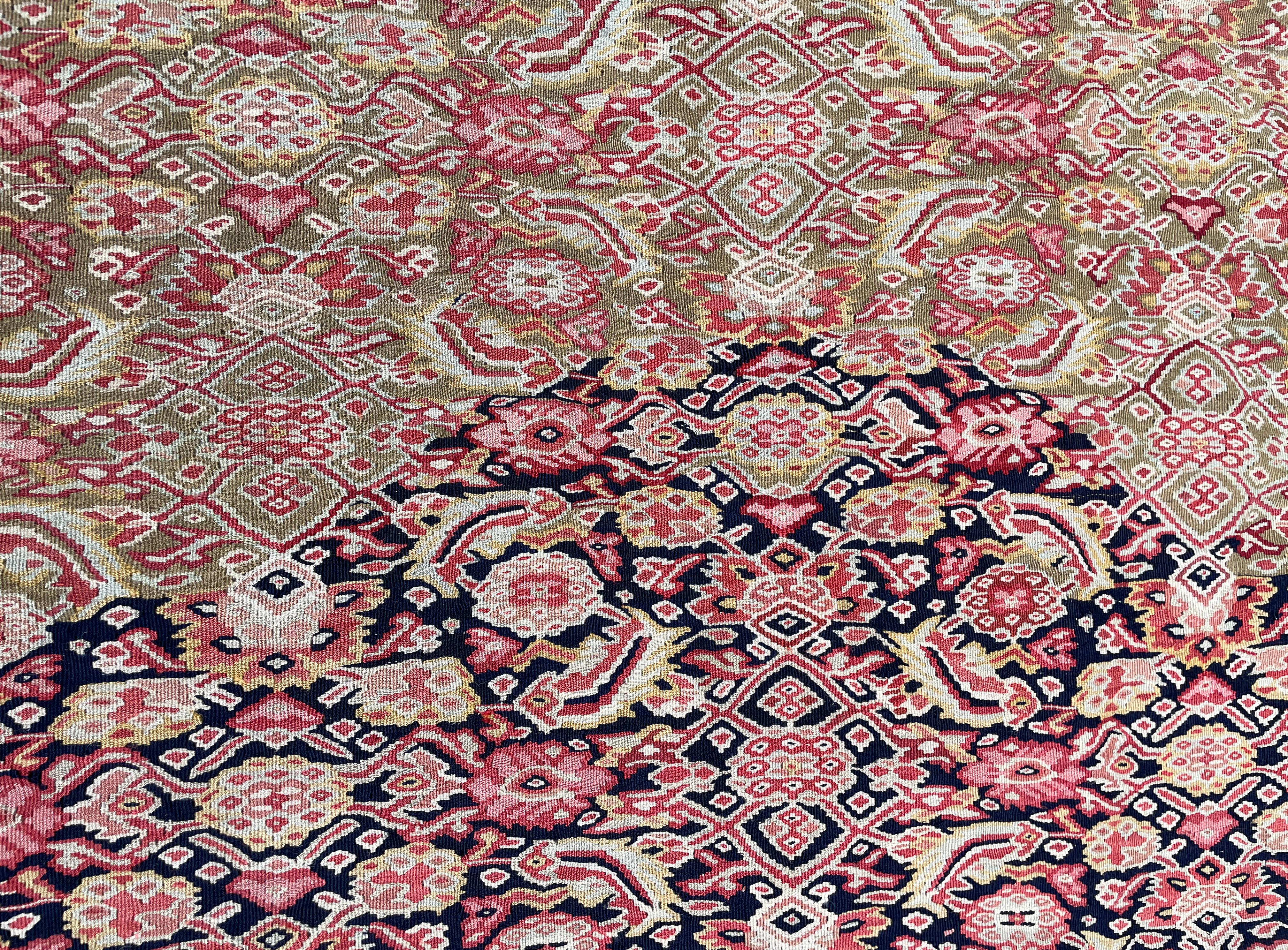 Antique Persian Senneh Kilim, flat weave  In Excellent Condition For Sale In Evanston, IL