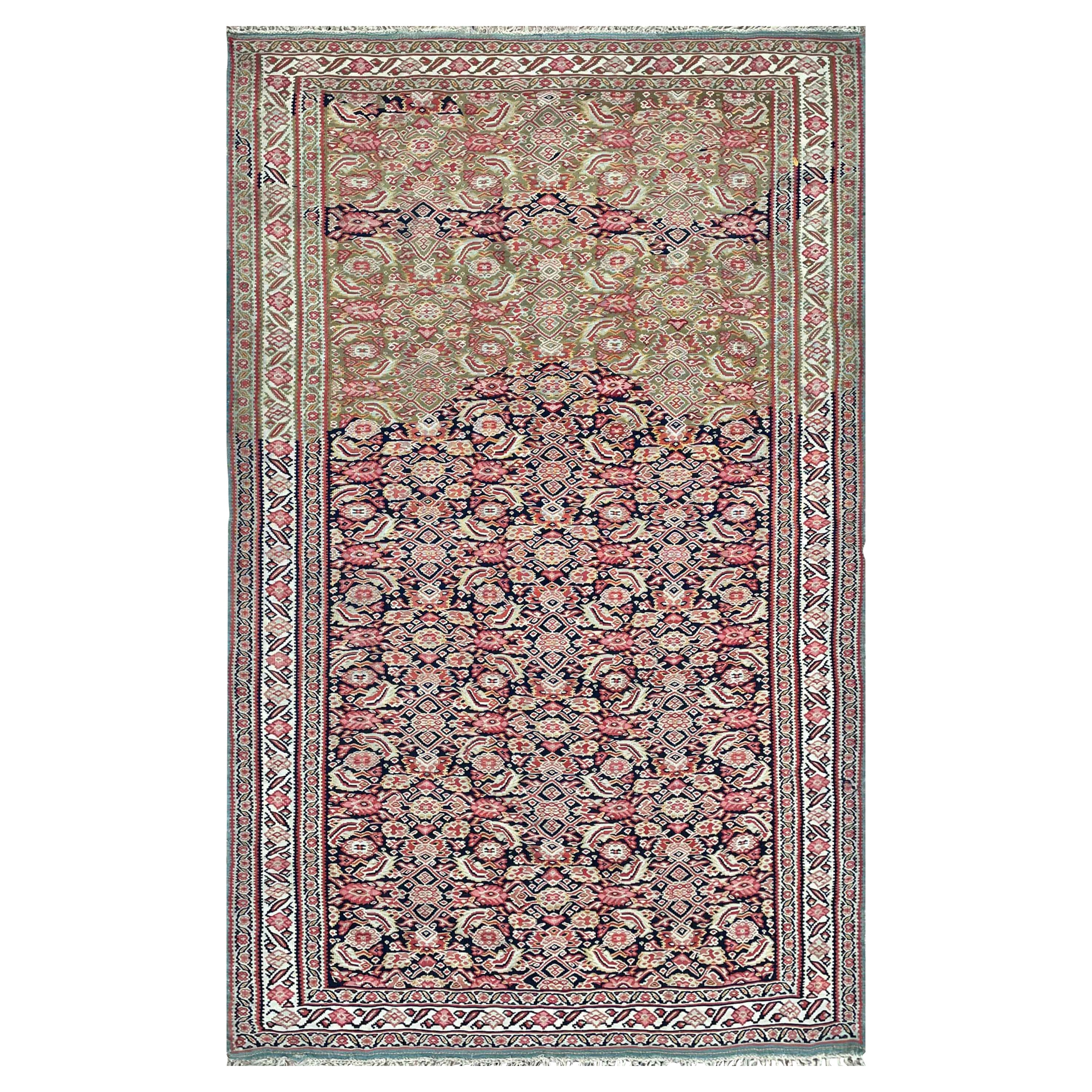 Antico Kilim persiano Senneh, a trama piatta in vendita