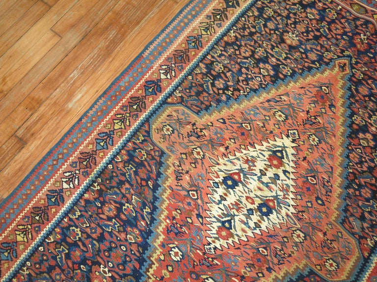 Antique Persian Senneh Kilim FlatWeave Rug For Sale at 1stDibs