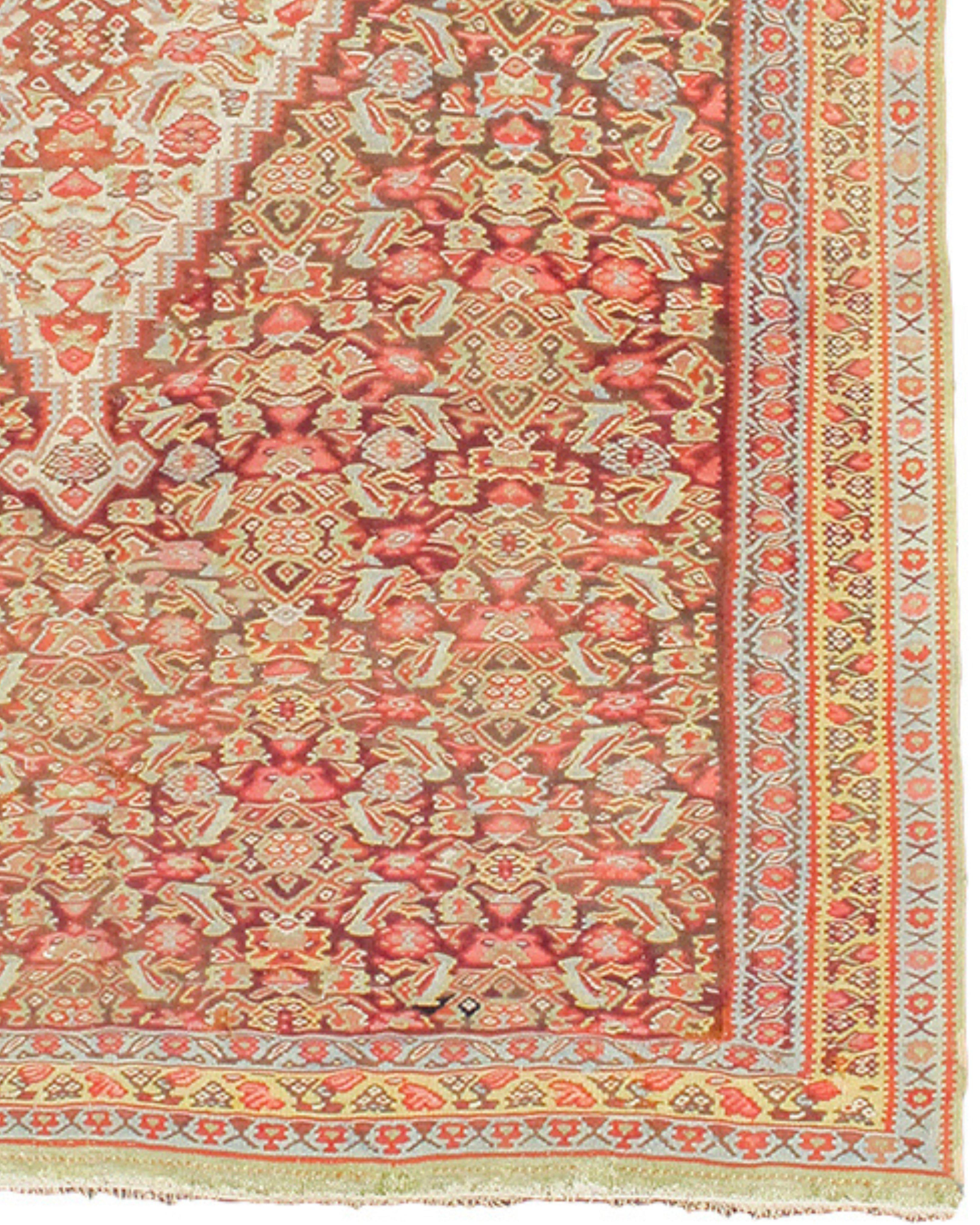 Wool Antique Persian Senneh Kilim Rug, c. 1900 For Sale