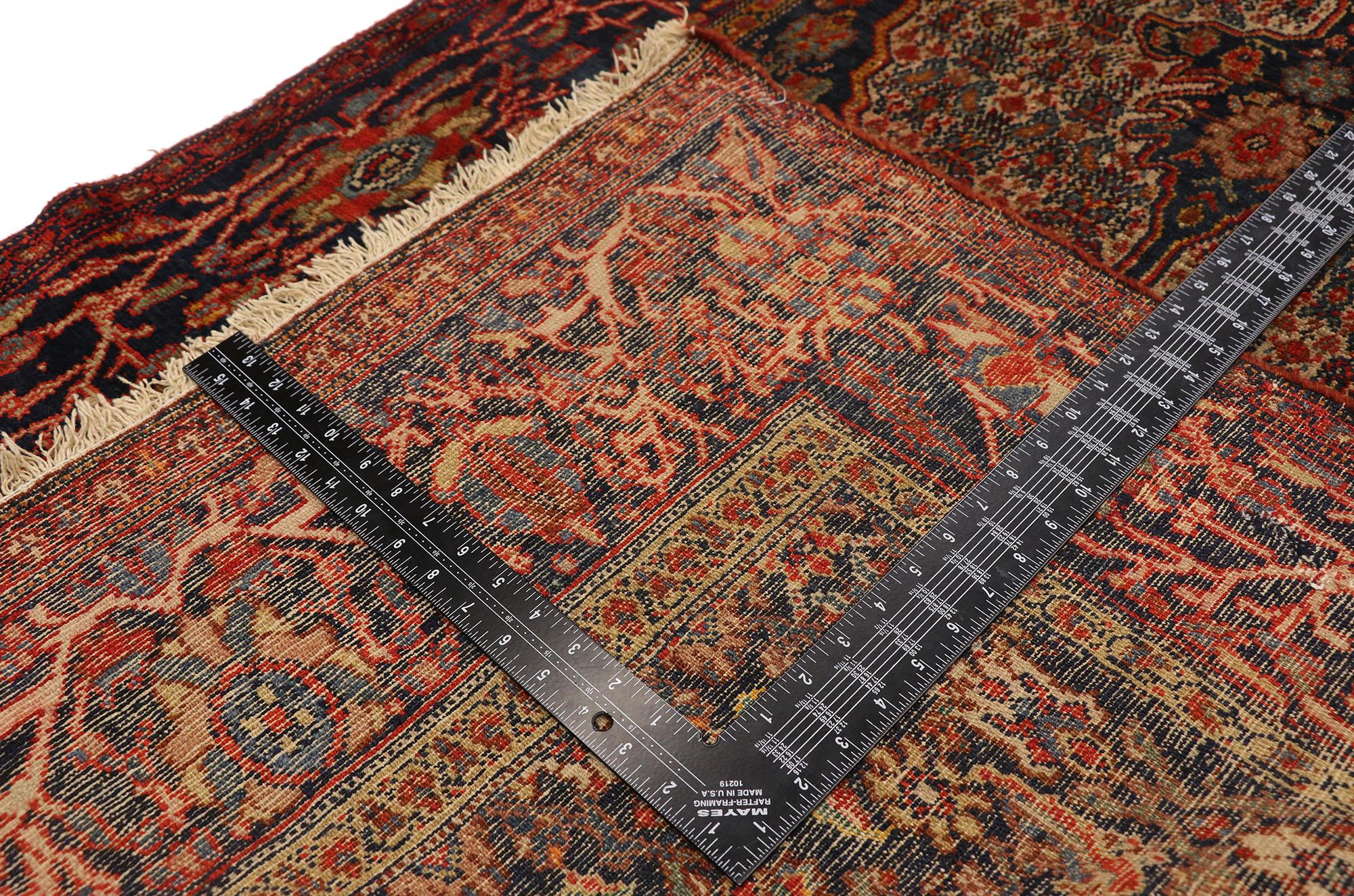 Malayer Antique Persian Senneh Long Hallway Runner with Modern Victorian Style