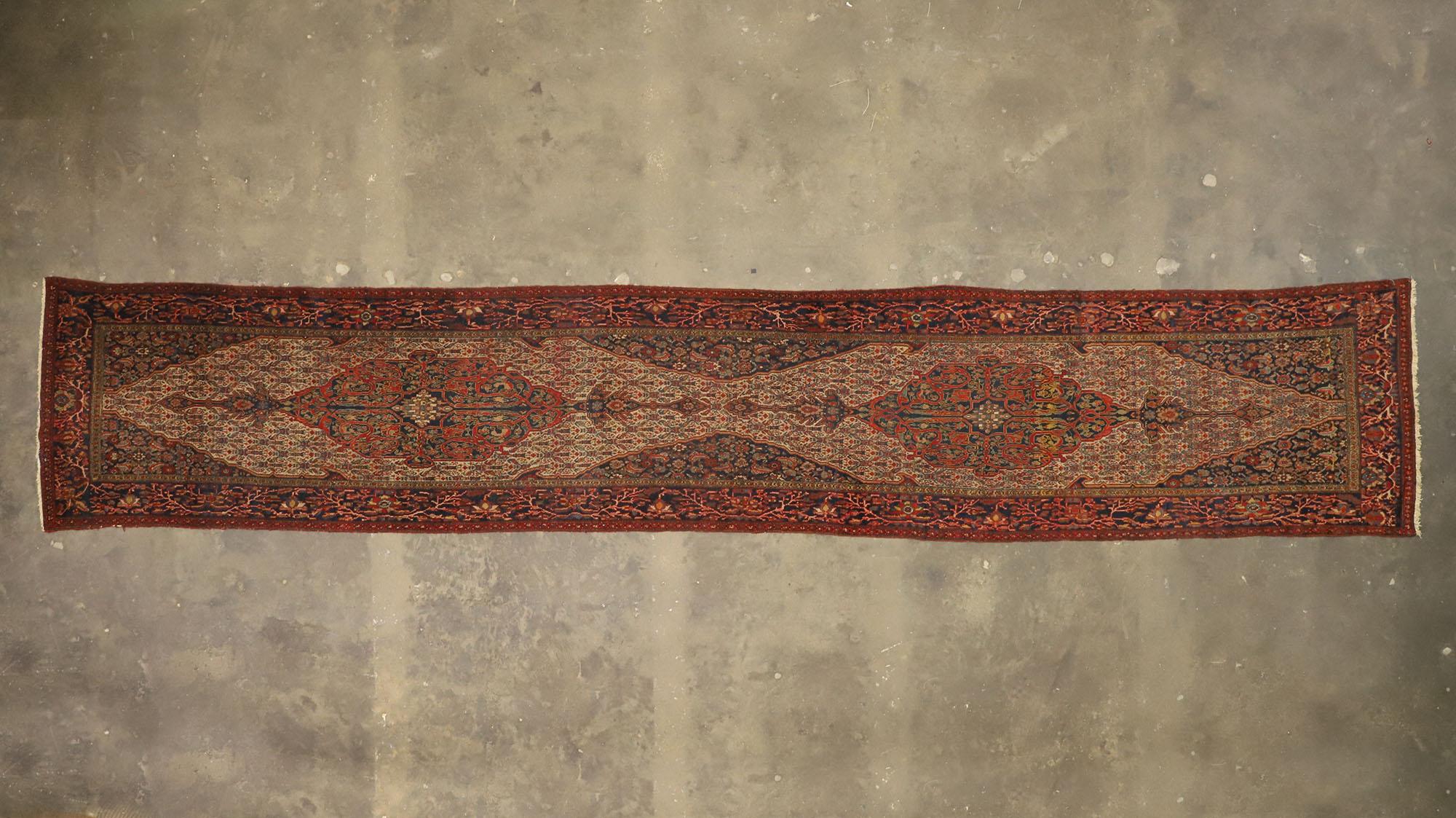 19th Century Antique Persian Senneh Long Hallway Runner with Modern Victorian Style