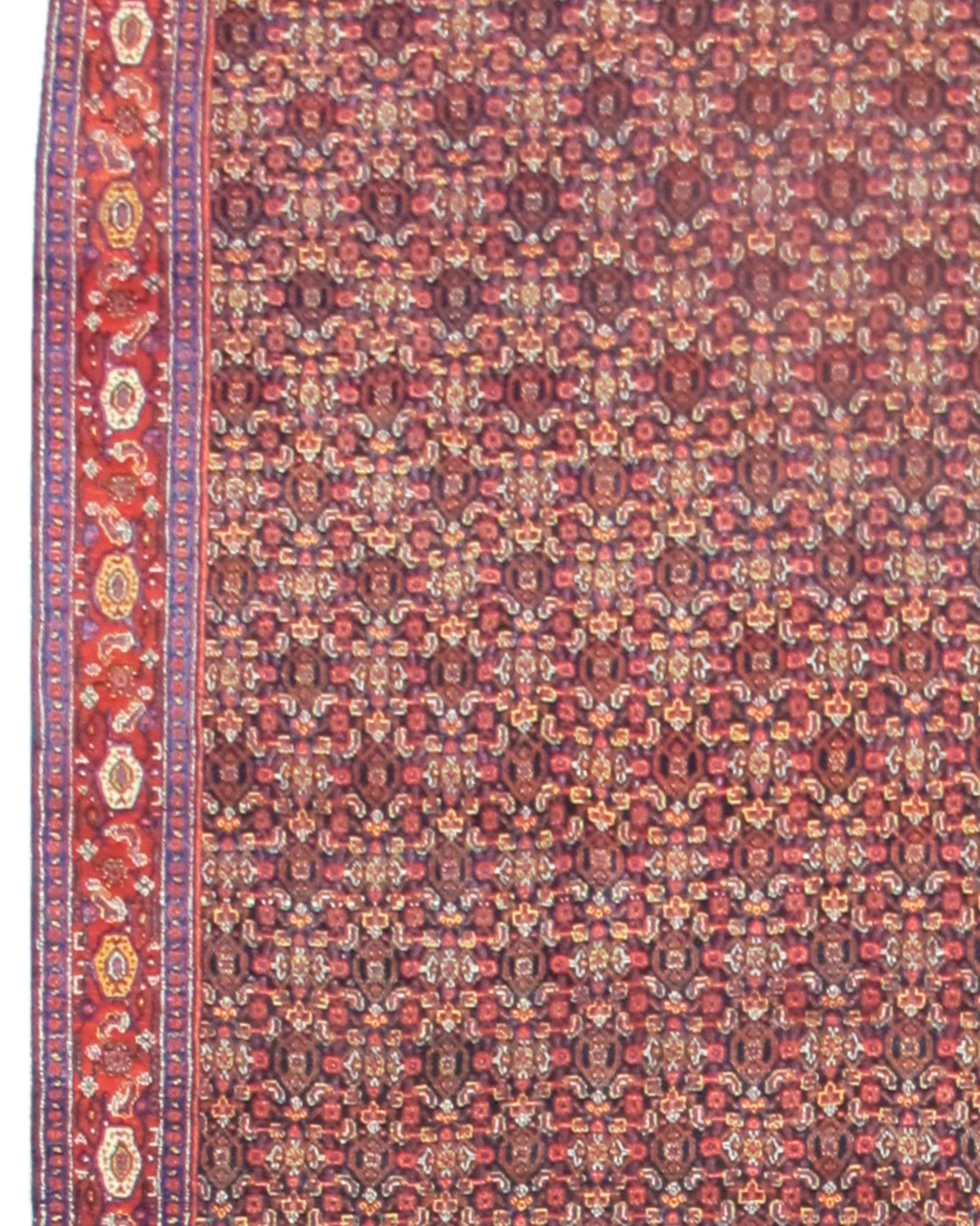 Hand-Knotted Antique Persian Senneh Long Rug, c. 1900 For Sale