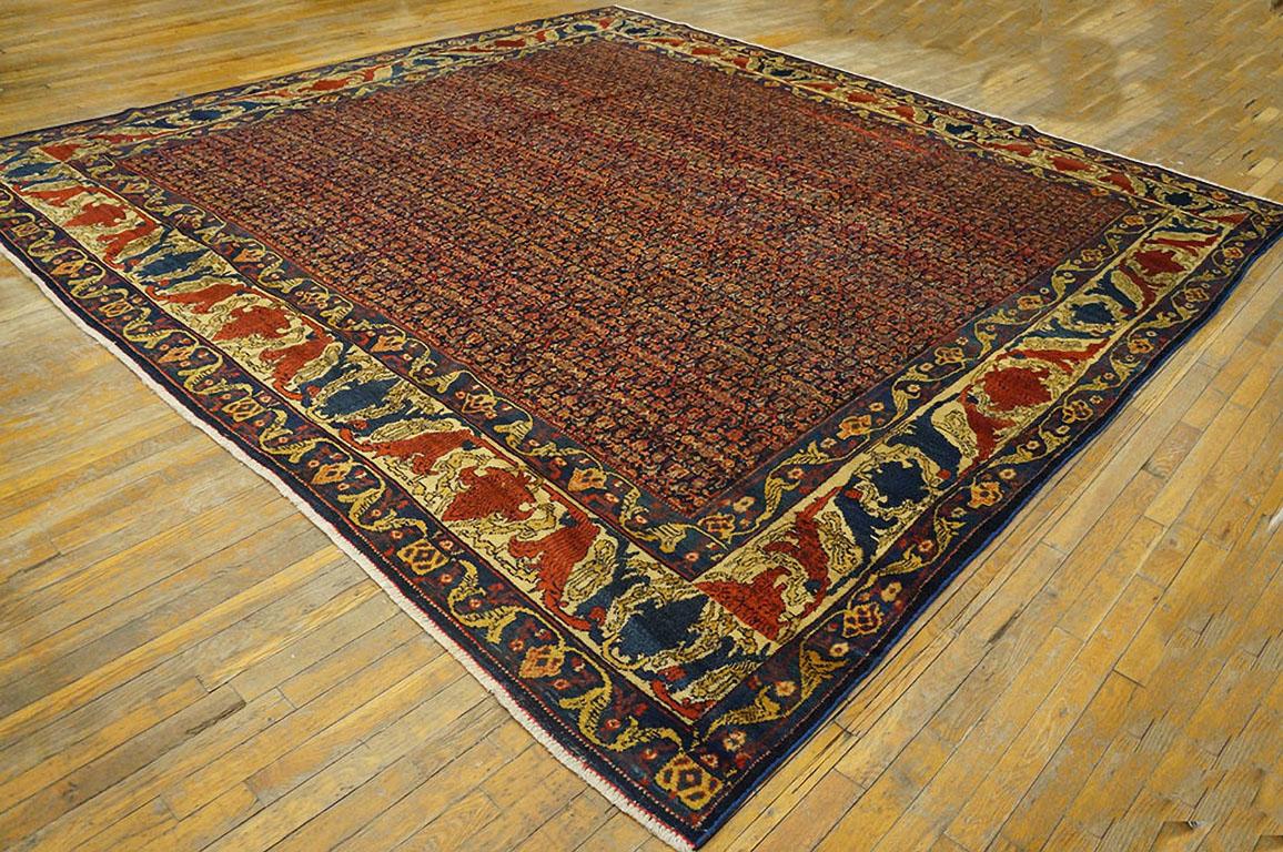 Hand-Knotted 19th Century W. Persian Senneh Carpet ( 11' x 11'3