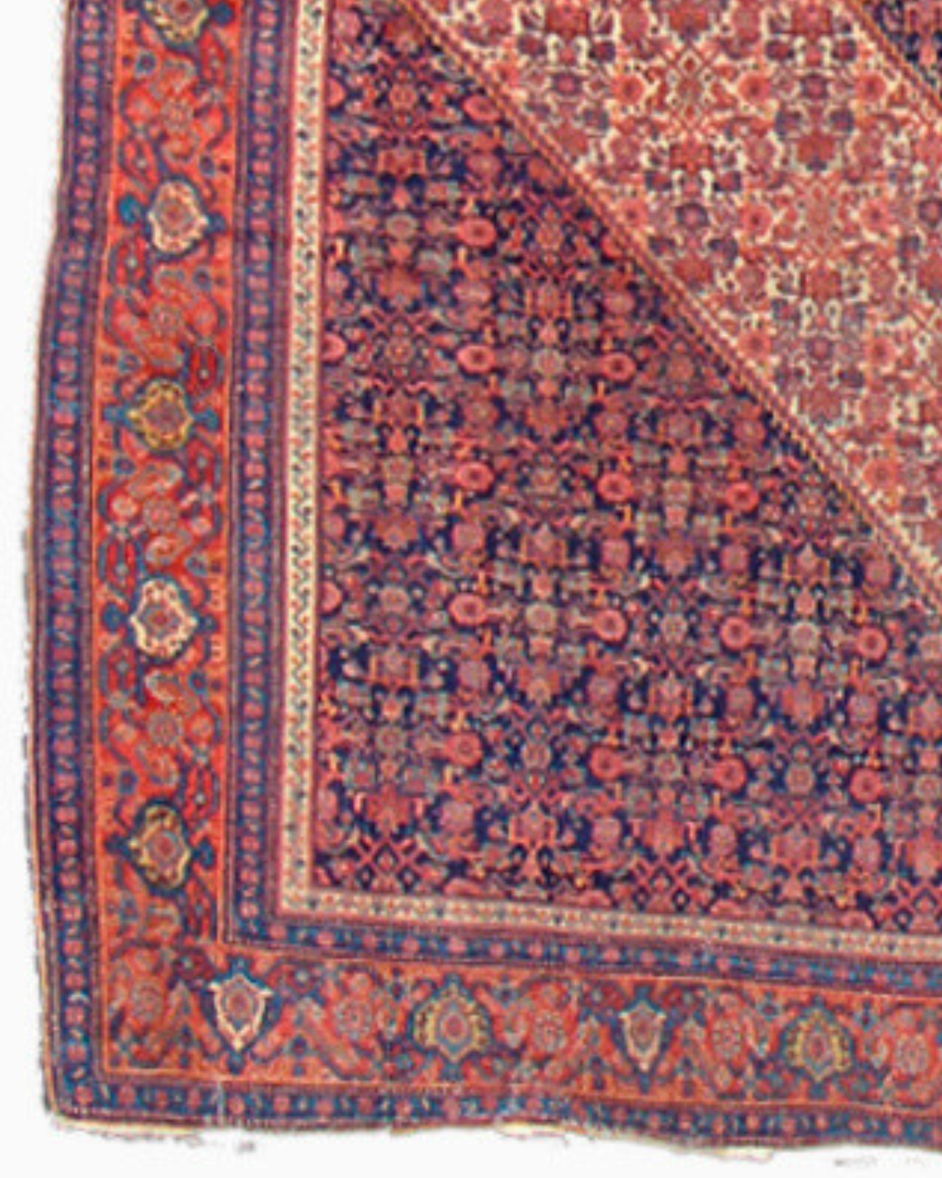 Noué à la main Tapis persan antique Senneh, 19e siècle en vente