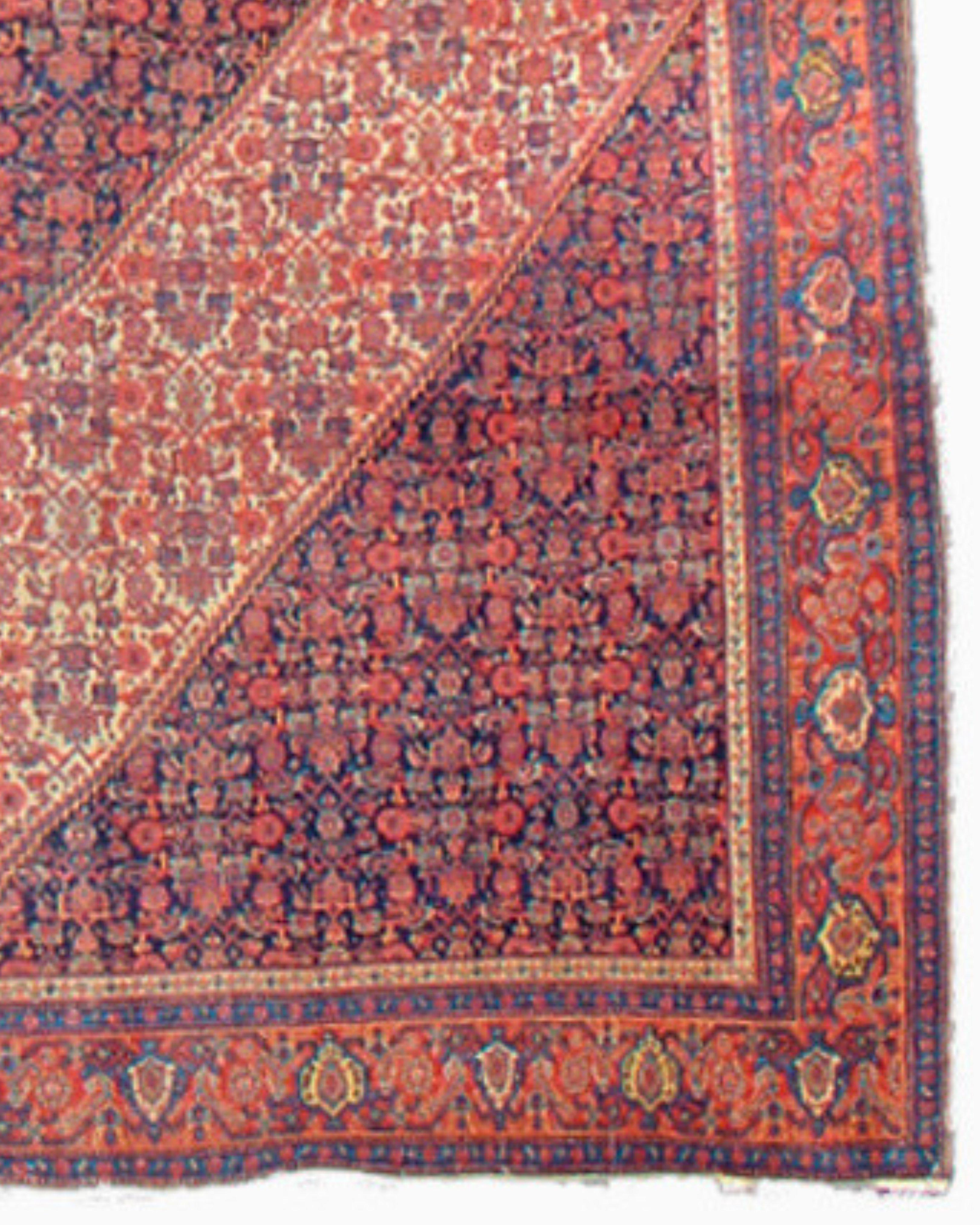 Wool Antique Persian Senneh Rug, 19th Century For Sale