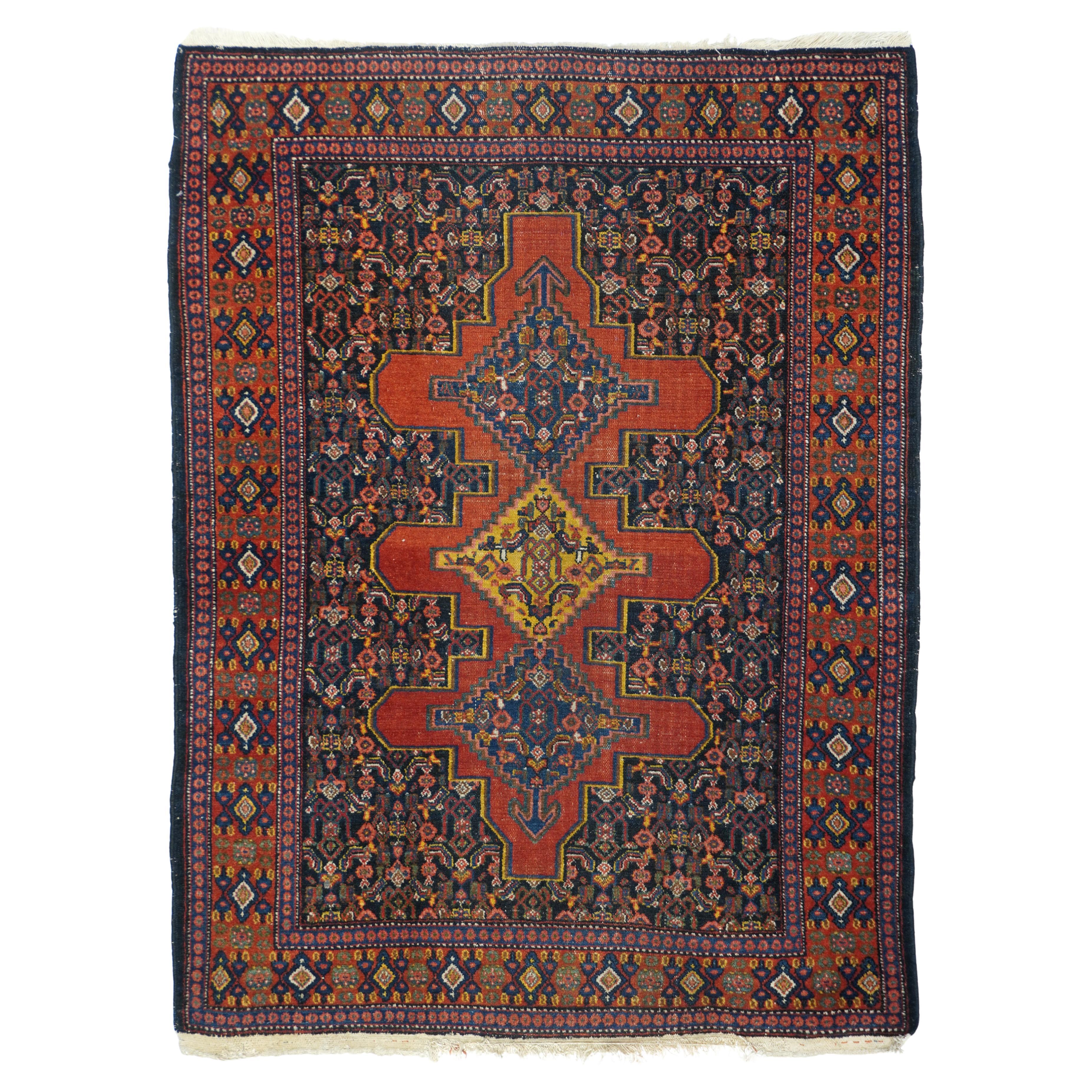 Antique Persian Senneh Rug 3'7" x 4’10"