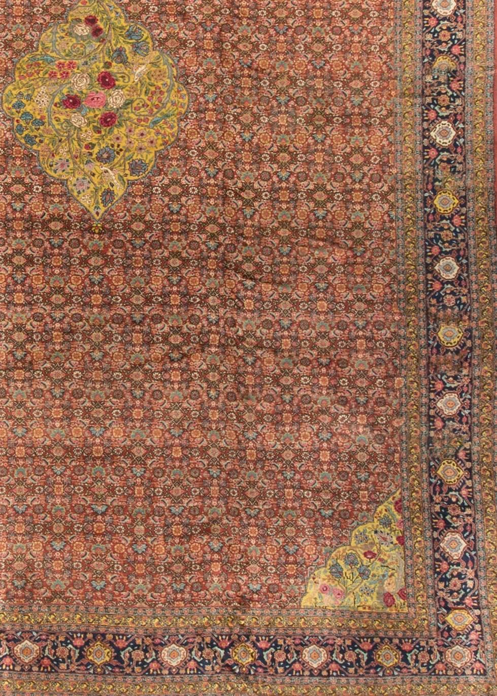 Hand-Woven Antique Persian Senneh Rug Carpet, circa 1890 For Sale