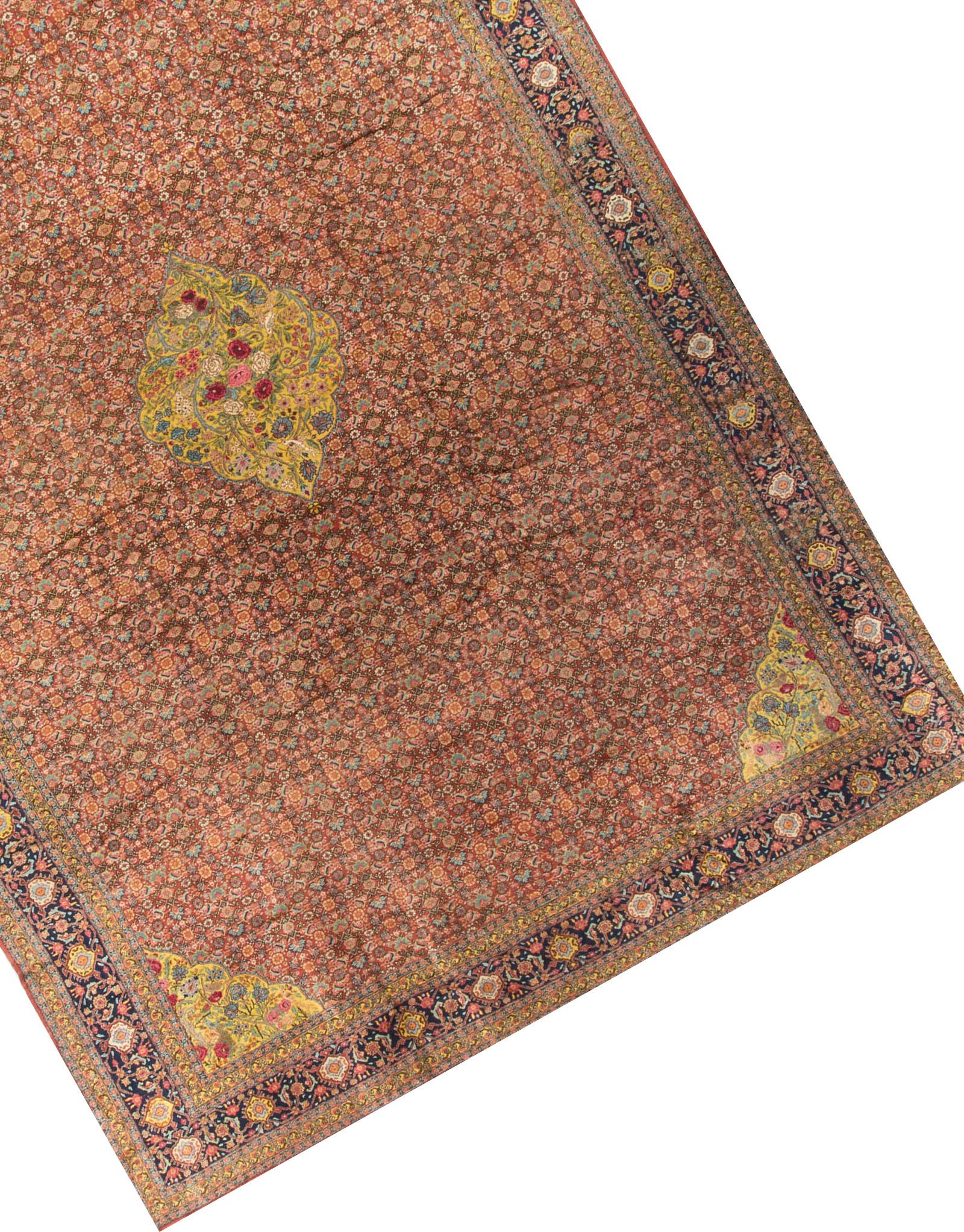 Antique Persian Senneh Rug Carpet, circa 1890 In Good Condition For Sale In Secaucus, NJ