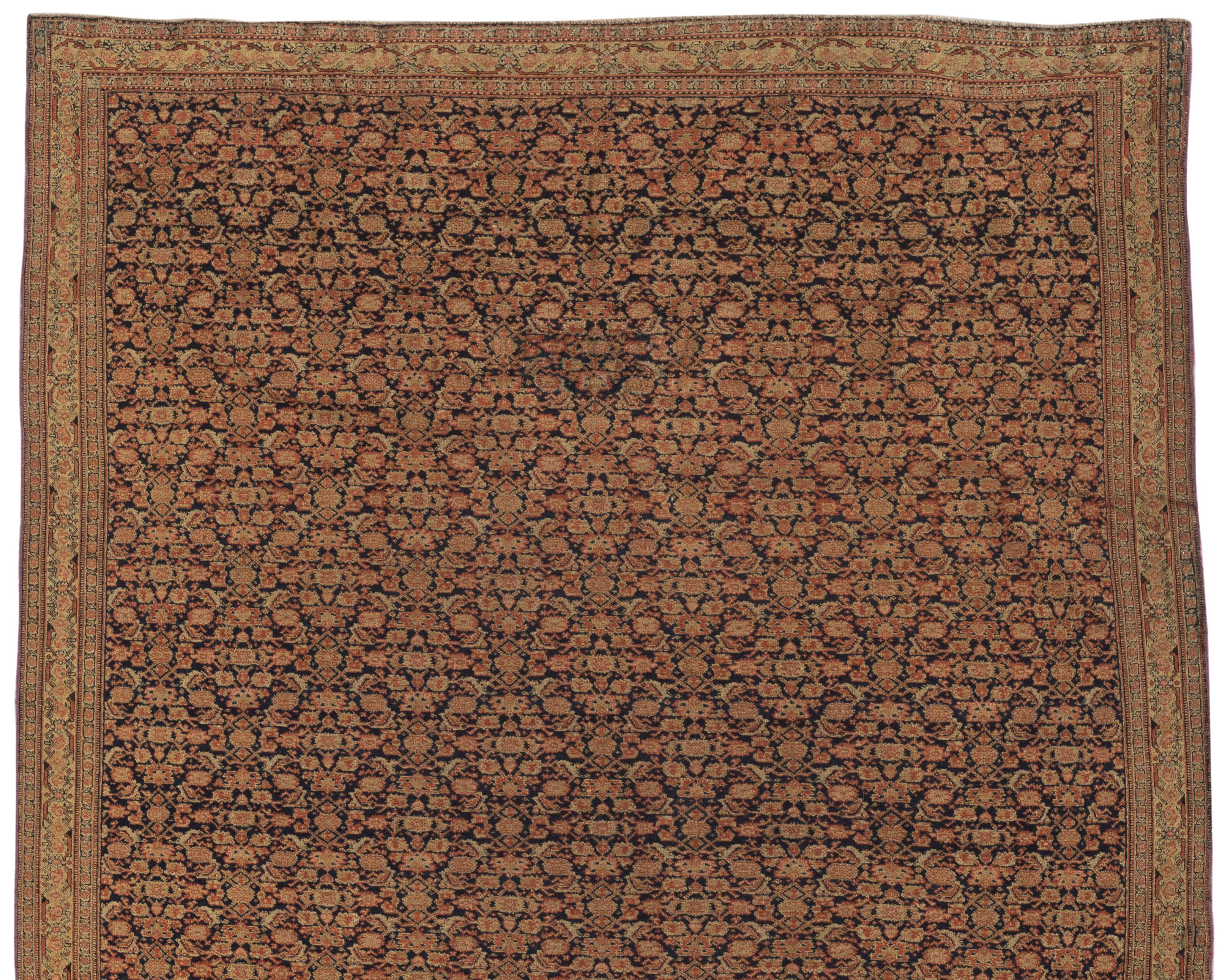 Hand-Woven Antique Persian Senneh Rug, circa 1880  4'6 x 6'6 For Sale