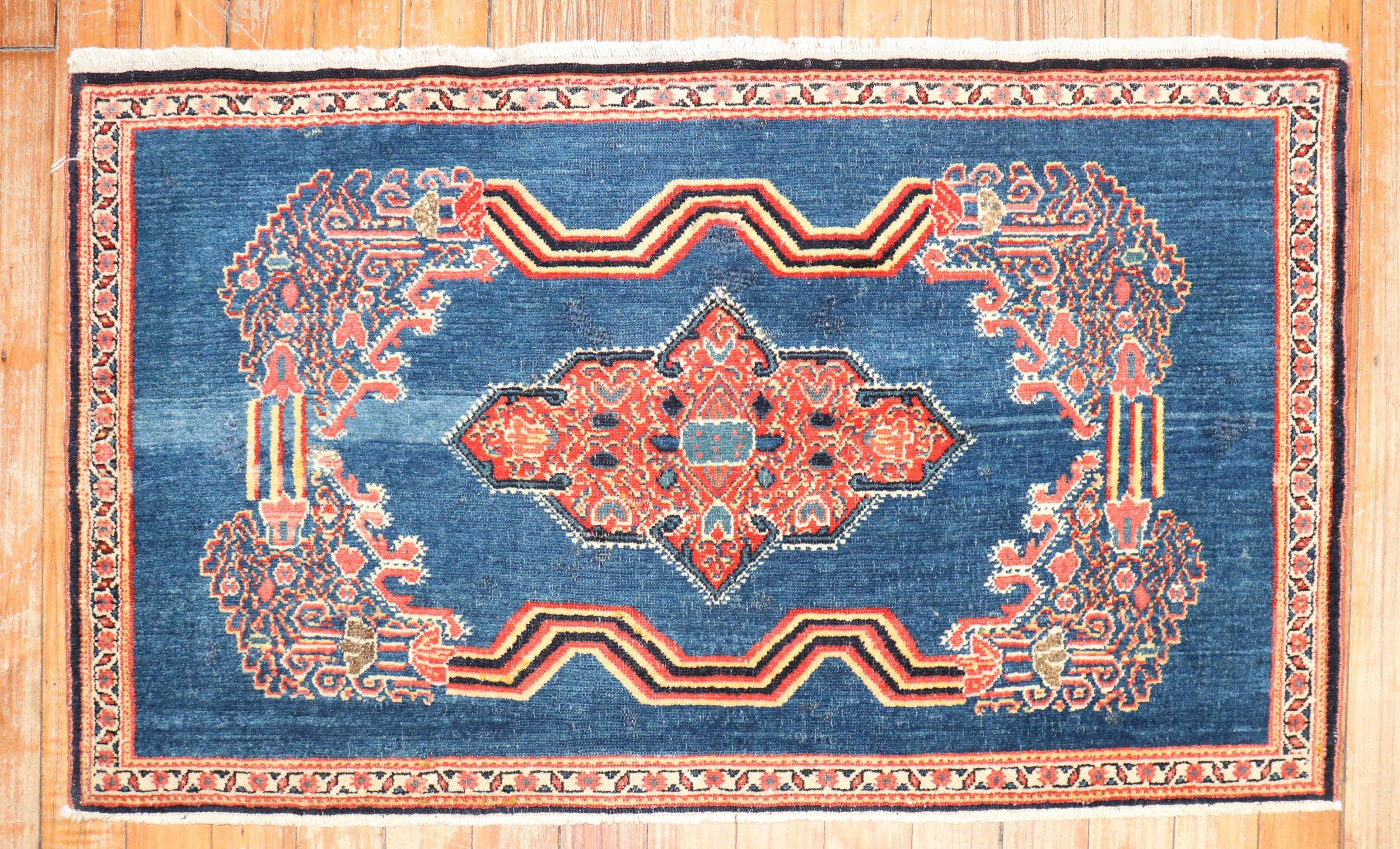 A fine antique Persian Senneh mini size rug from the 1st quarter of the 20th century

Measure: 1'7'' x 2'11'' circa 1920


Antique Senneh rugs are one of the most distinctive of all Persian rugs, even though the designs are often similar to