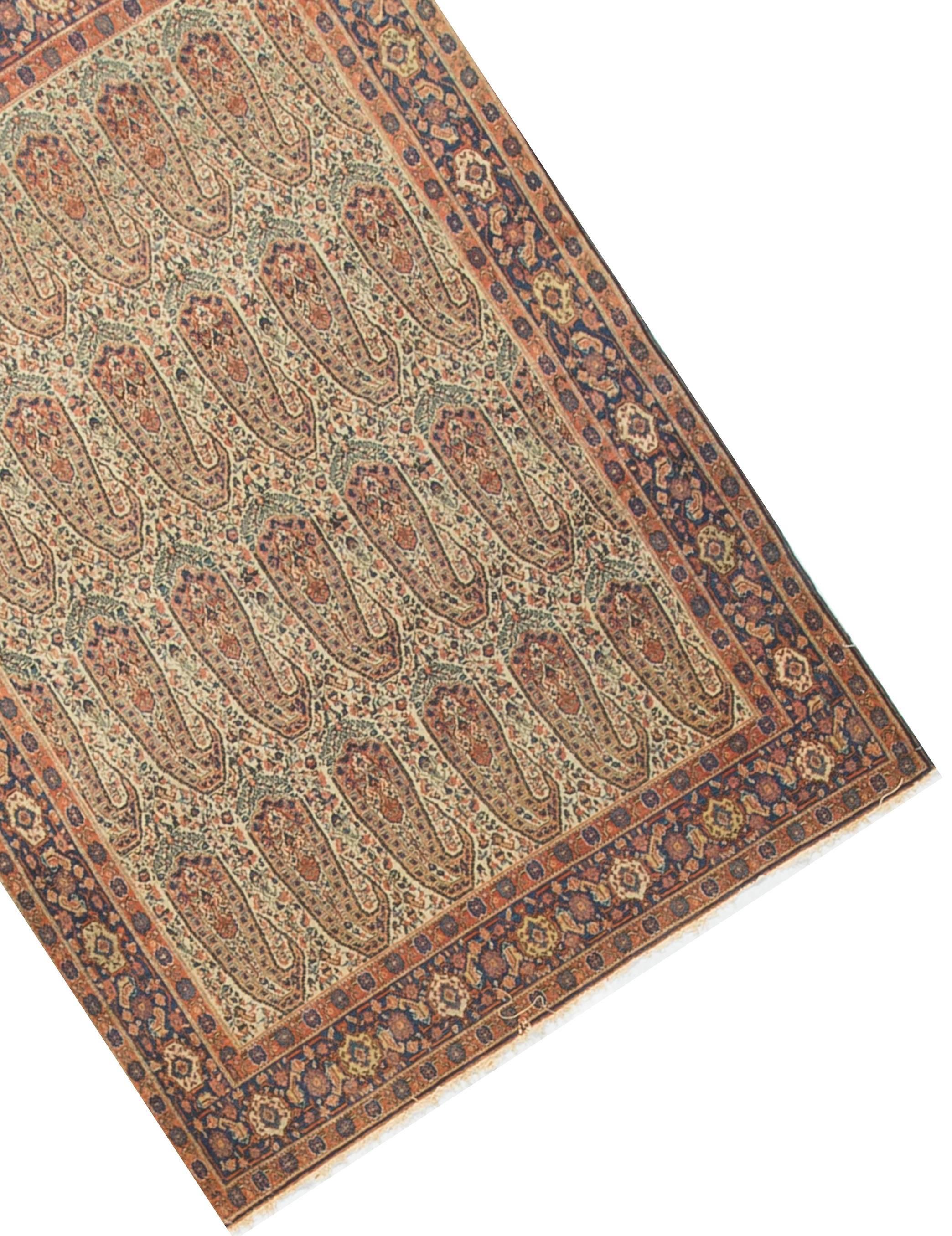 Hand-Woven Antique Persian Senneh Rug circa 1880 For Sale