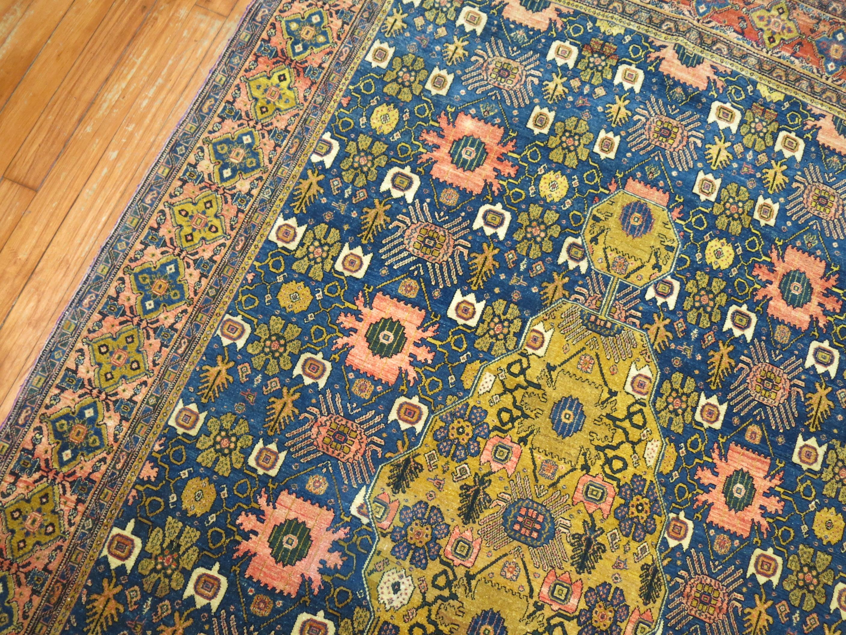 Wool Zabihi Collection 19th Century Antique Persian Senneh Rug For Sale