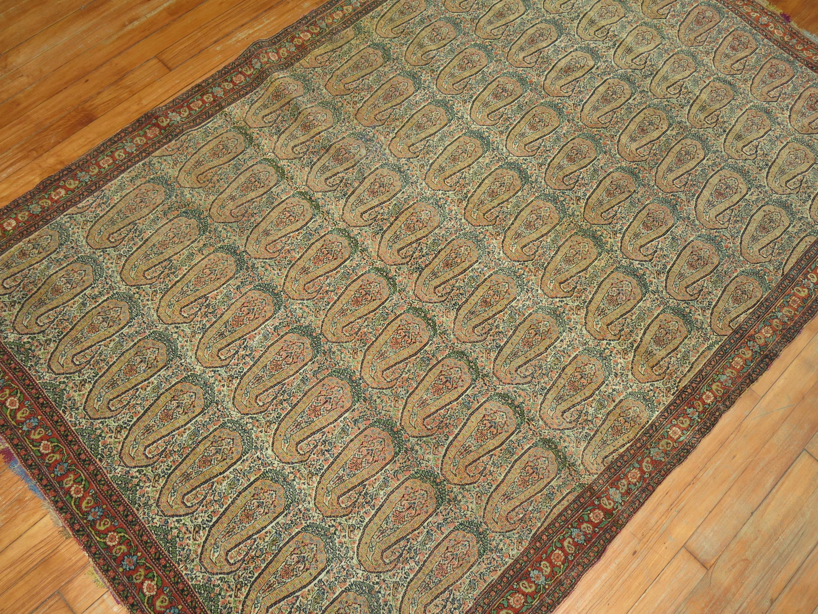 Zabihi Collection Superfine Quality Antique Persian Senneh Rug For Sale 6