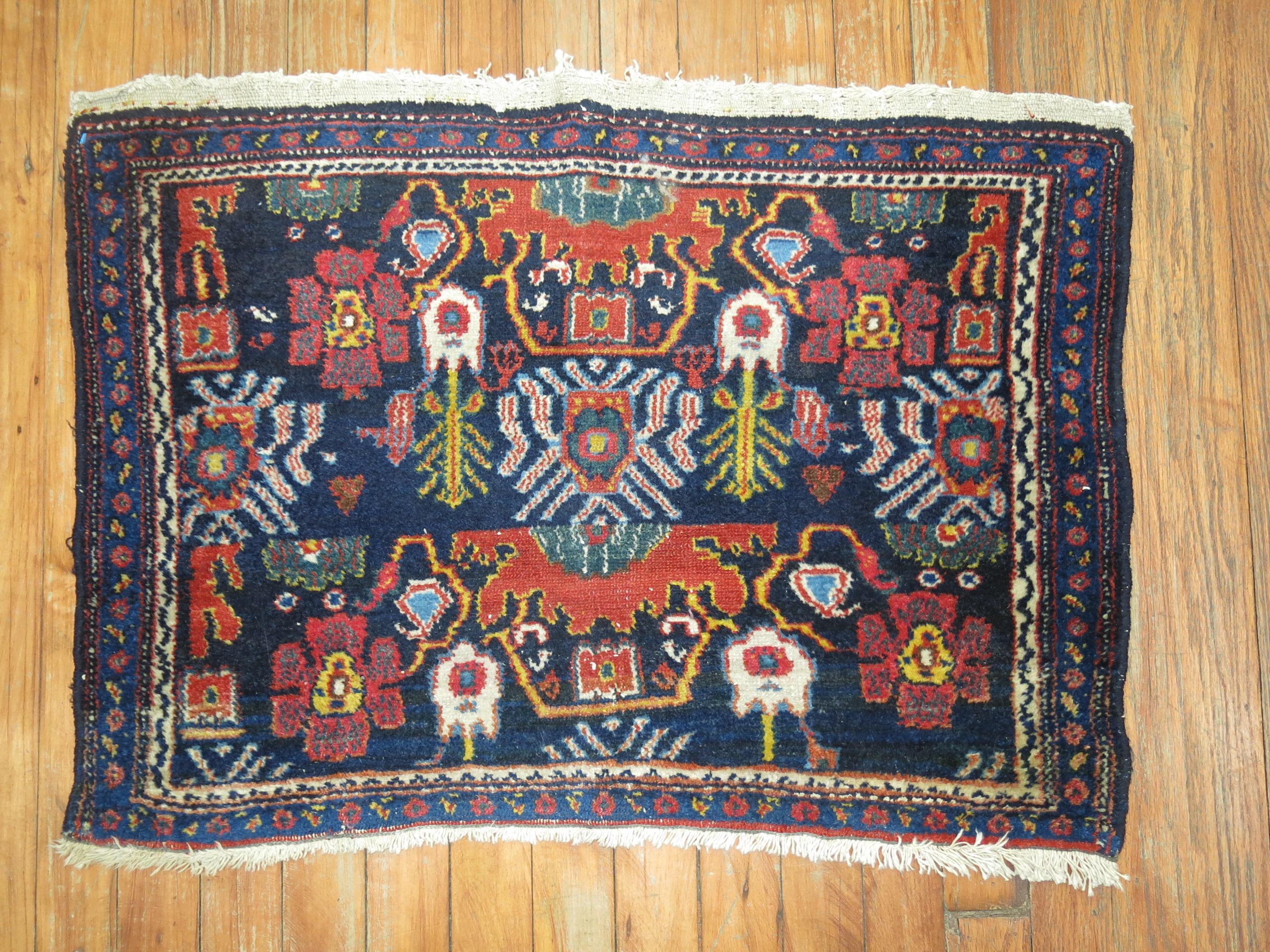 Hand-Woven Antique Persian Senneh Rug Mat
