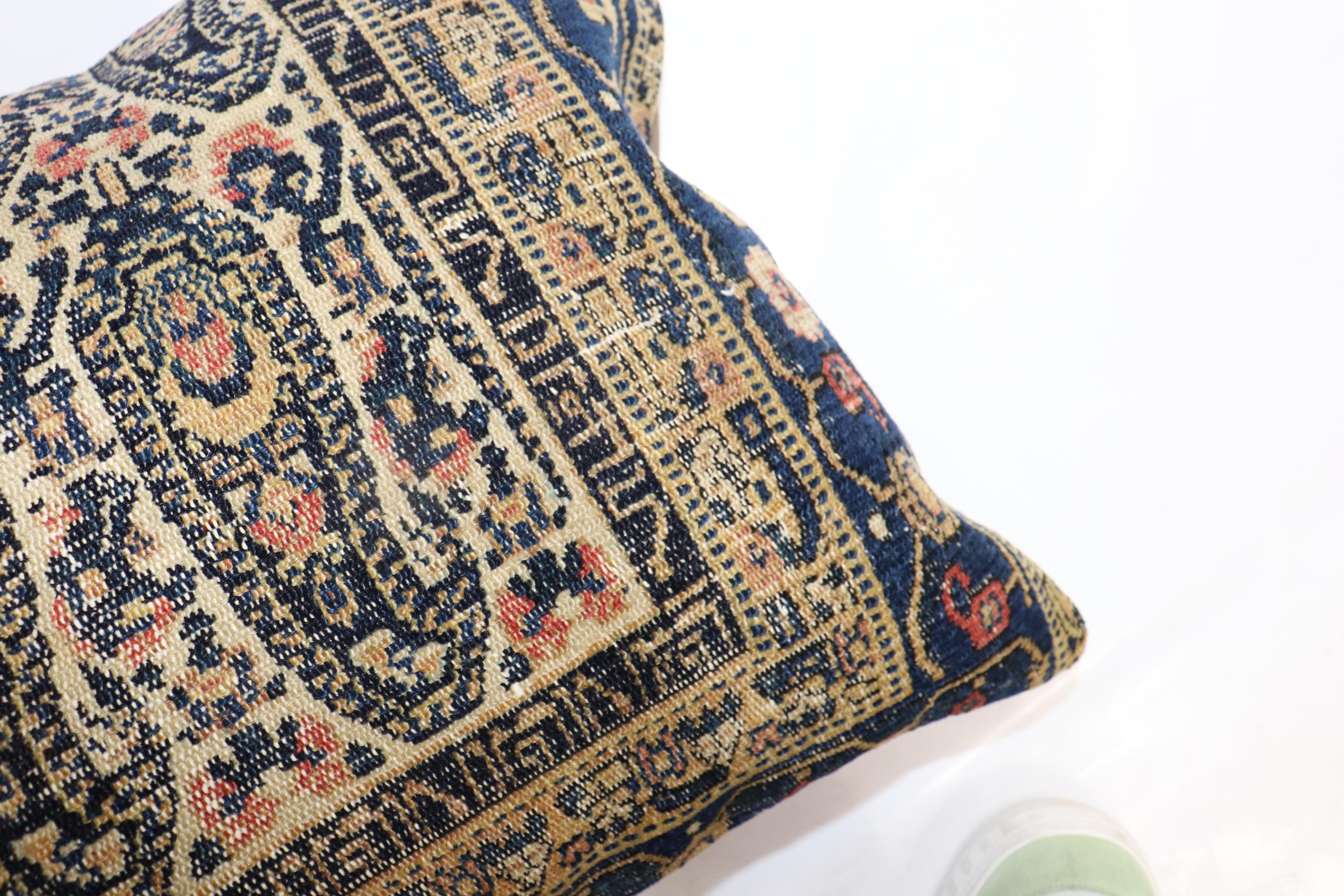 Antique Persian Senneh Rug Pillow In Good Condition For Sale In New York, NY