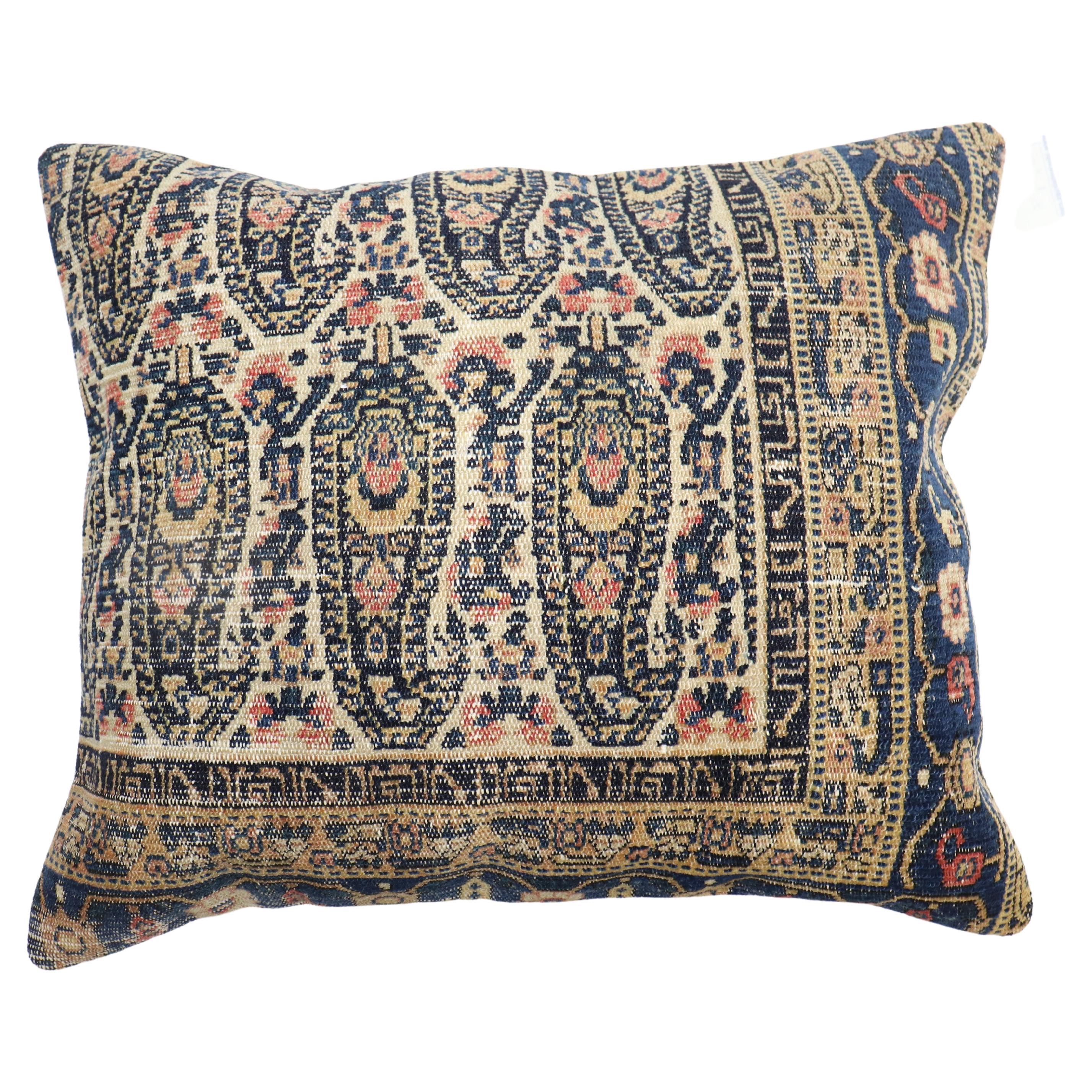 Antique Persian Senneh Rug Pillow For Sale