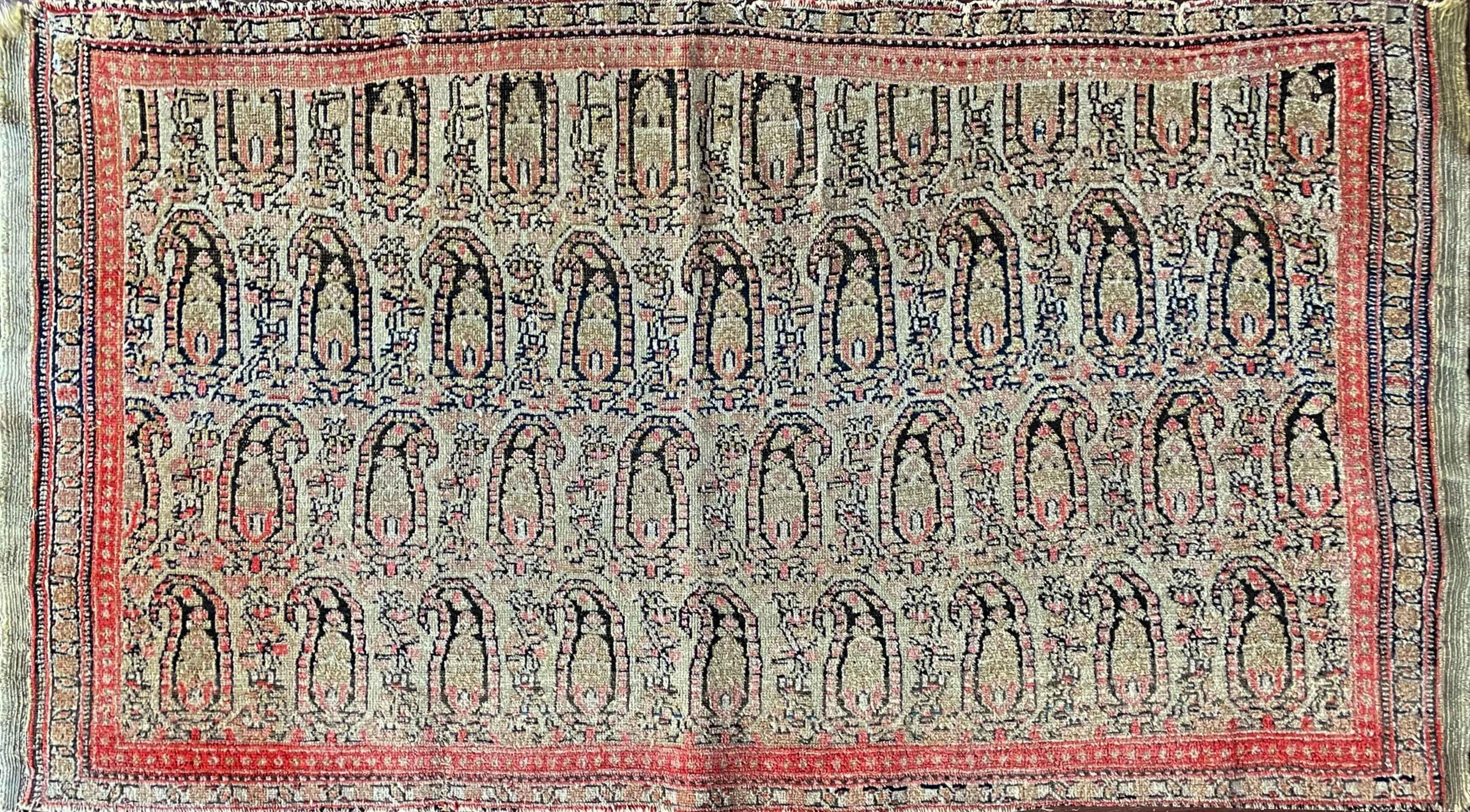 Wool Antique Persian Senneh Rug, very fine For Sale