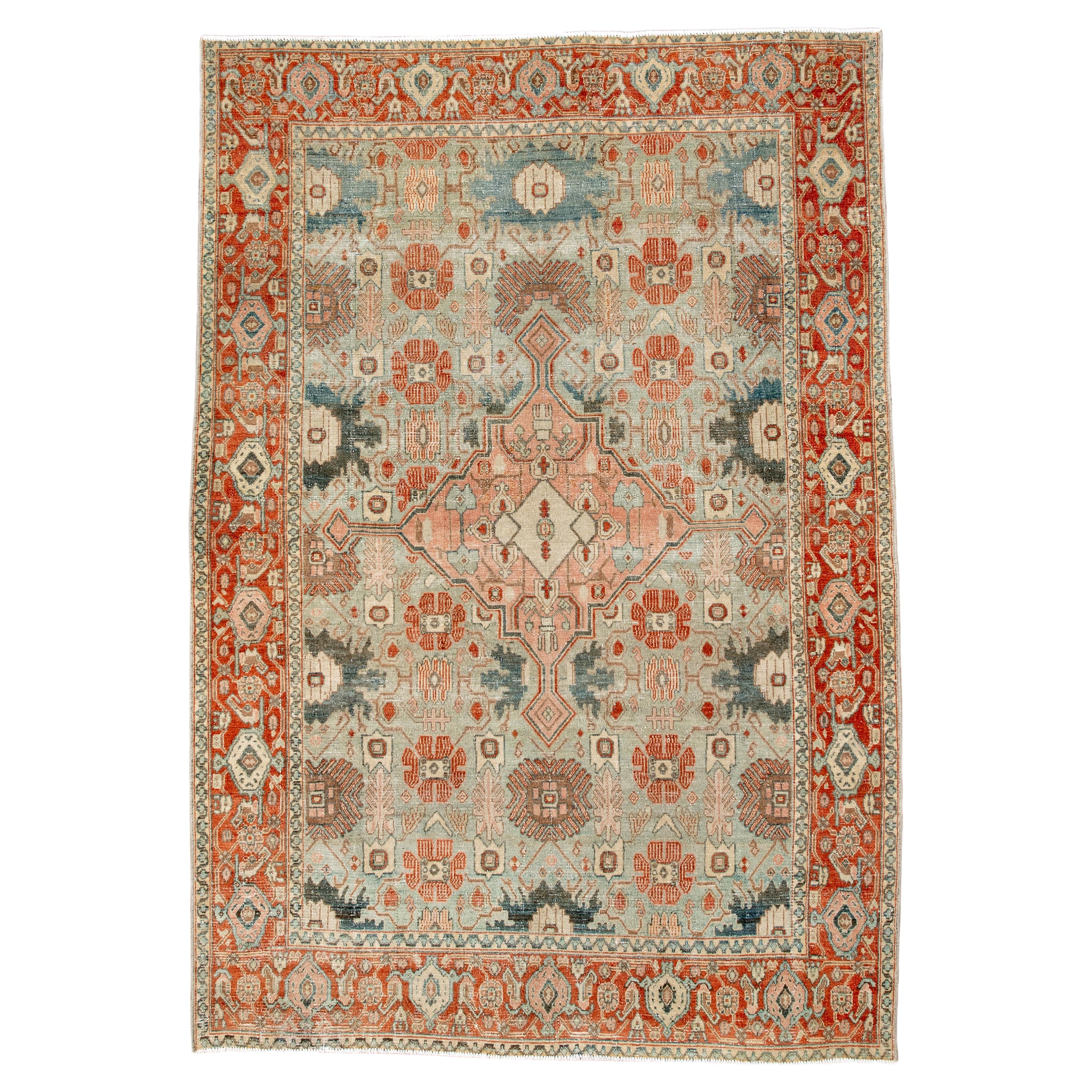 Antique Persian Senneh Rug with Soft Pastel Palette