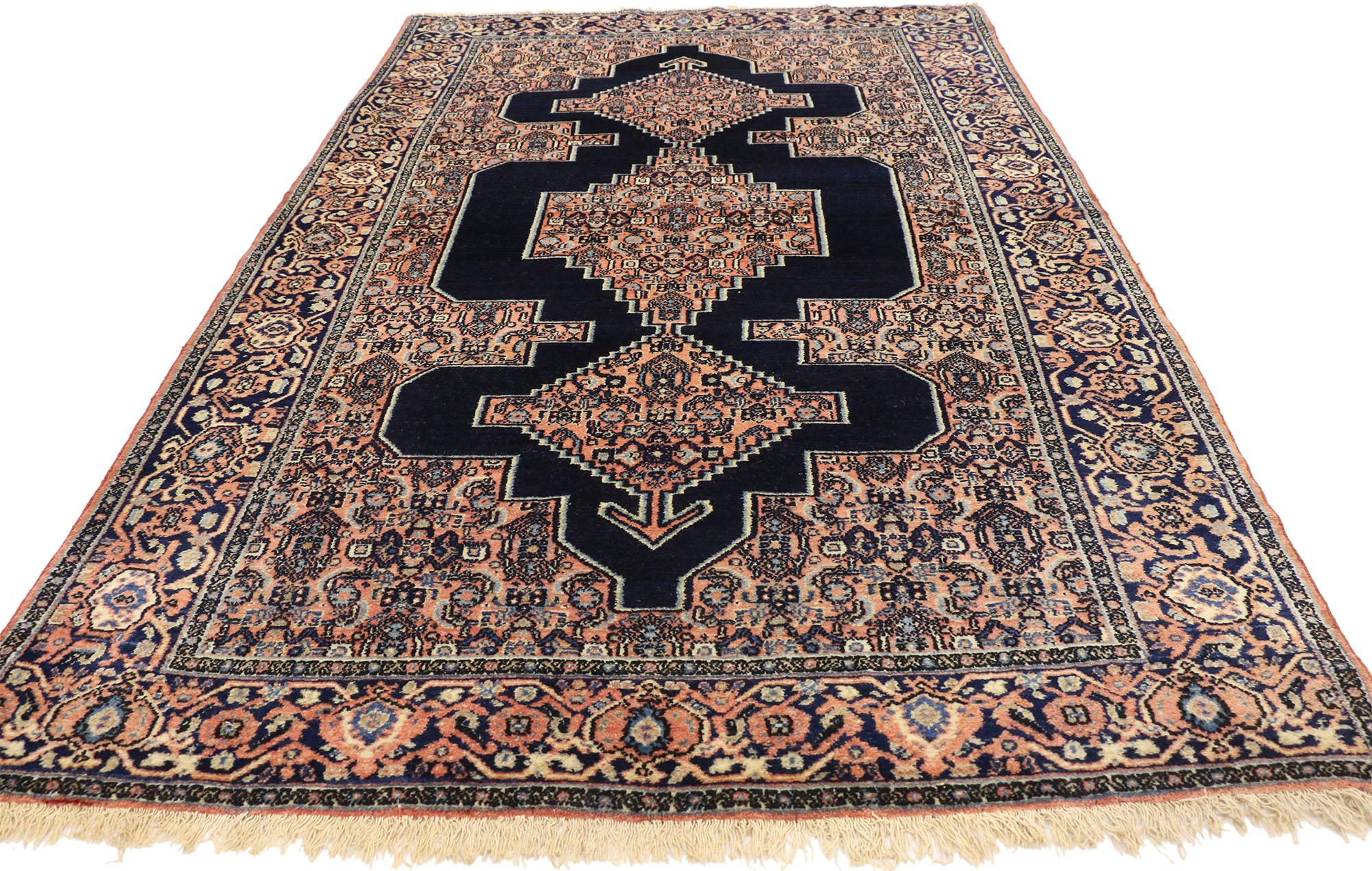 Malayer Antique Persian Senneh Rug with Traditional Modern Style For Sale