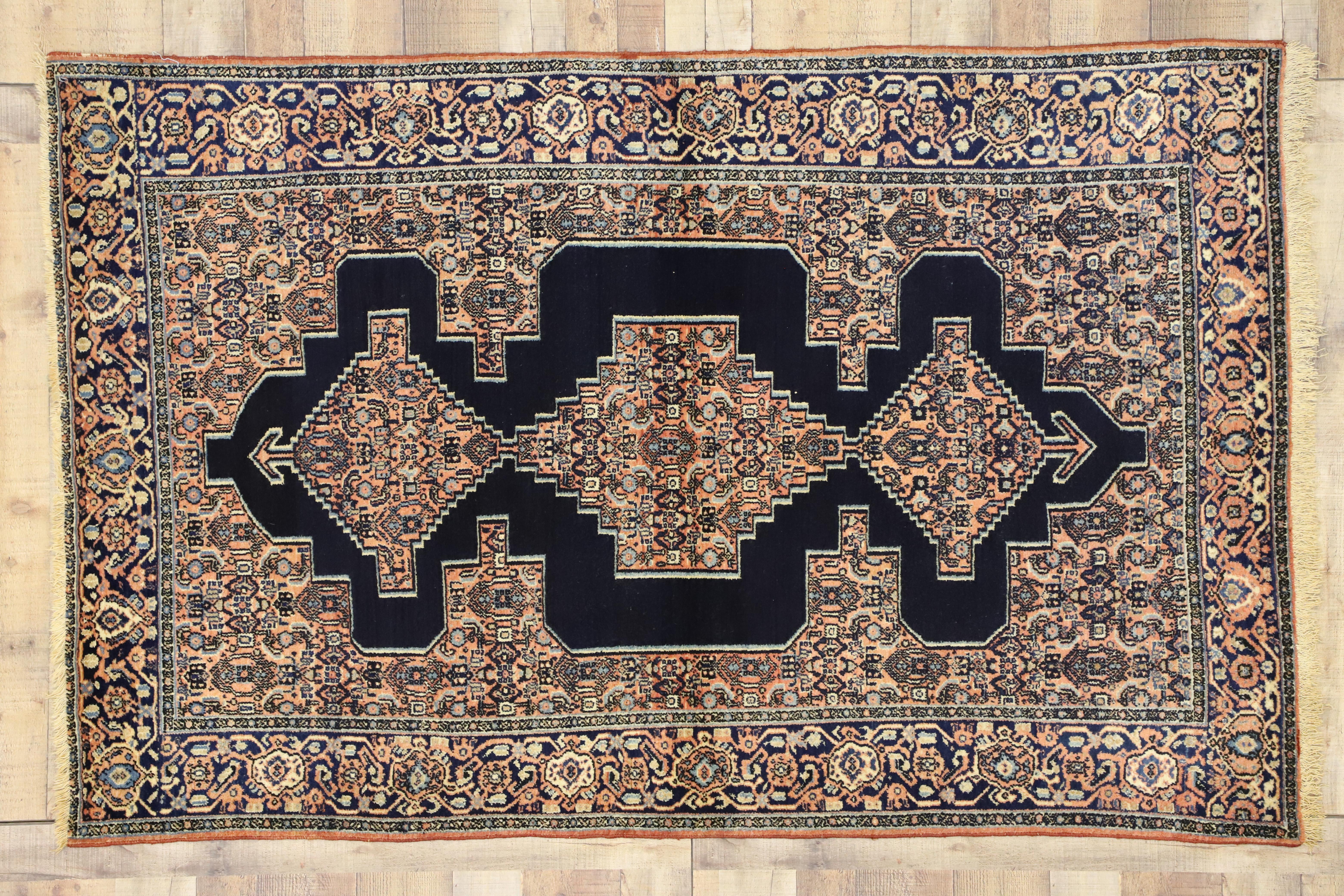 Wool Antique Persian Senneh Rug with Traditional Modern Style For Sale
