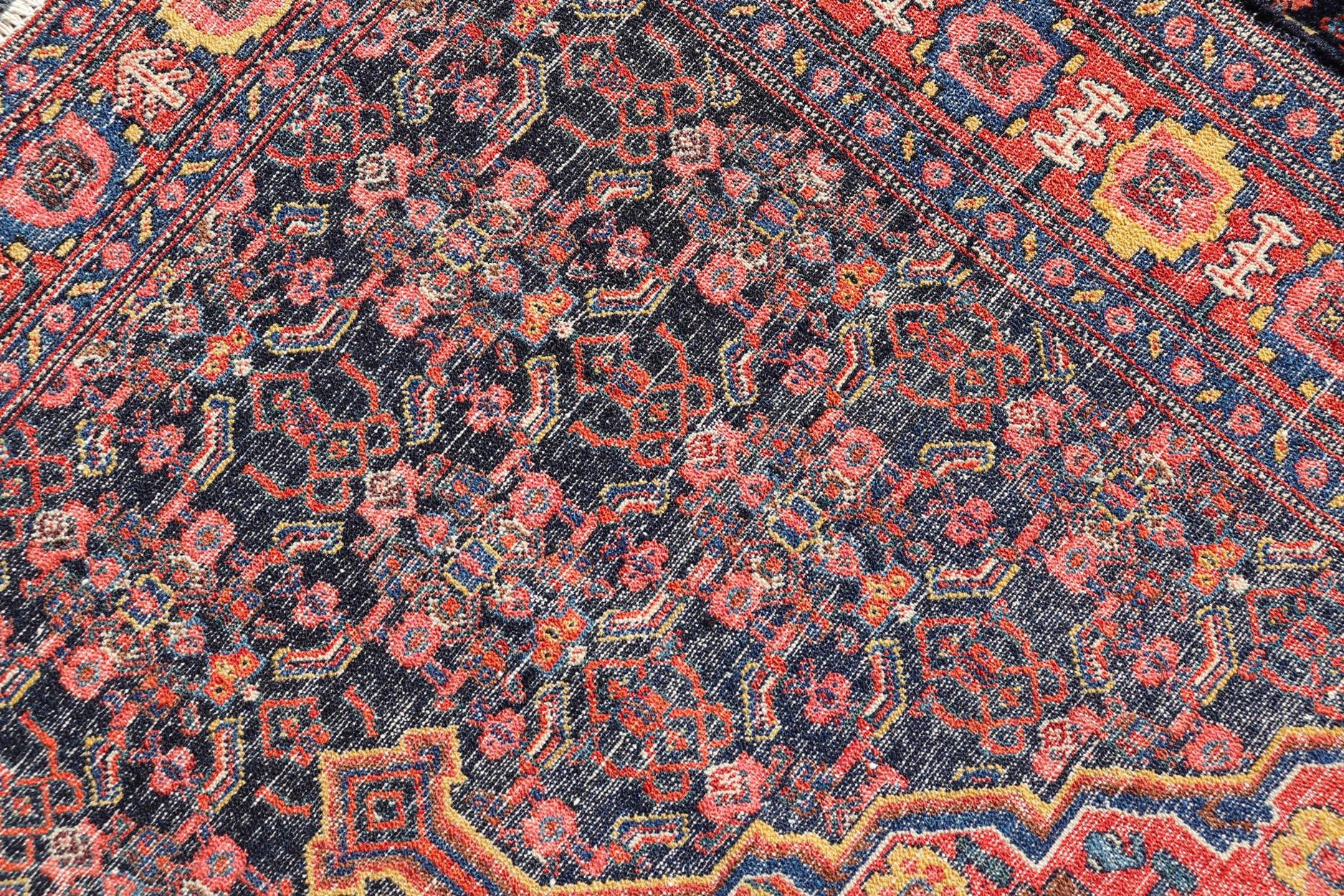 Antique Persian Senneh Rug with Unique Medallion and All-Over Design For Sale 3