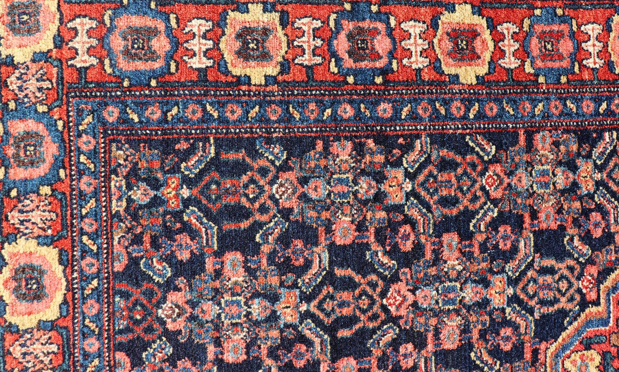 Antique Persian Senneh Rug with Unique Medallion and All-Over Design In Good Condition For Sale In Atlanta, GA