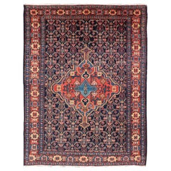 Antique Persian Senneh Rug with Unique Medallion and All-Over Design