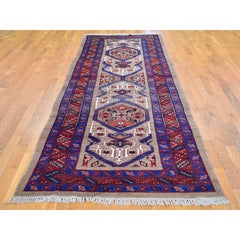 Antique Persian Serab Camel Hair Galley Geometric Patter Wool Handknotted Rug