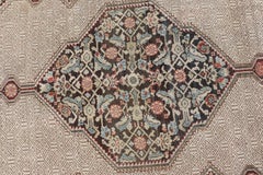 Antique Persian Serab Camel Hair Rug with Medallion and Geometric Design
