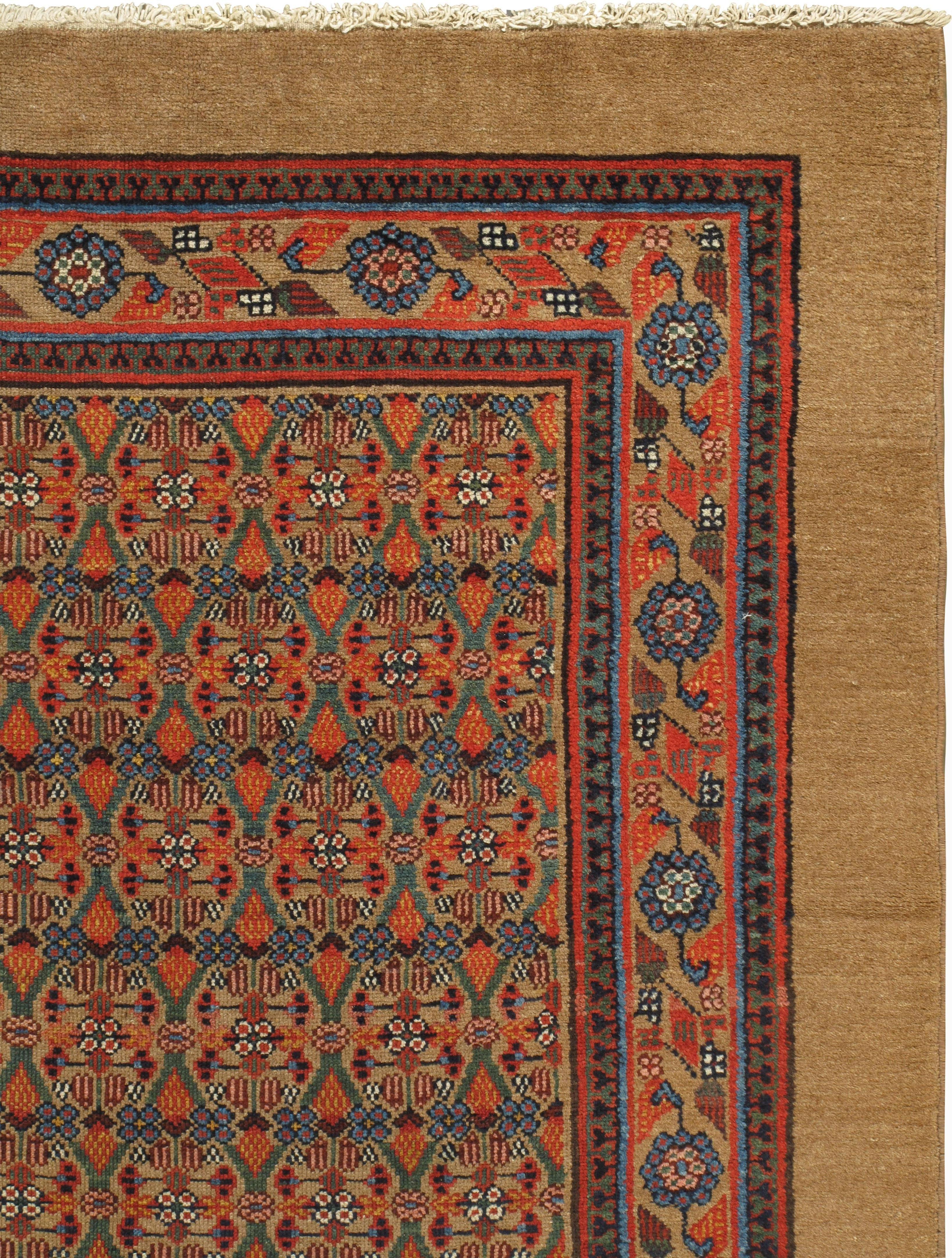 Antique Persian Serab camel hair runner, circa 1880. A delightful Serab runner, circa 1880. hand knotted using camel hair wool that creates a soft and lustrous look and feel to the rug. Serab rugs come from a small village in N.W. Persia very near