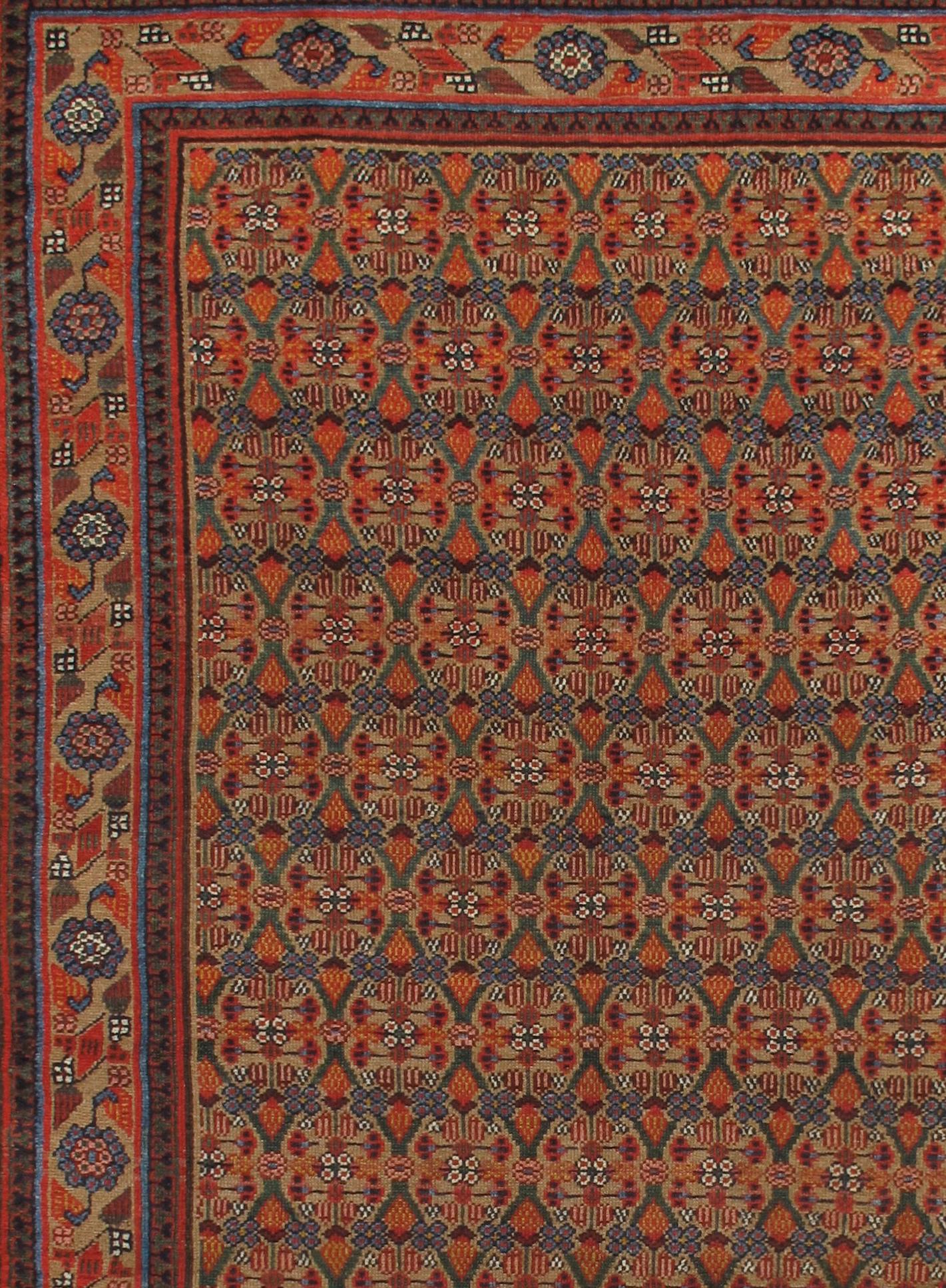 Antigua Alfombra Persa Serab de Pelo de Camello, Anudada a Mano circa 1880 5' x 9'7 siglo XIX en venta