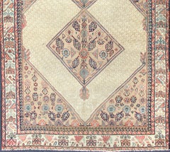 Antique Persian Serab Gallery Runner with Camelhair Field and Geometric Motifs