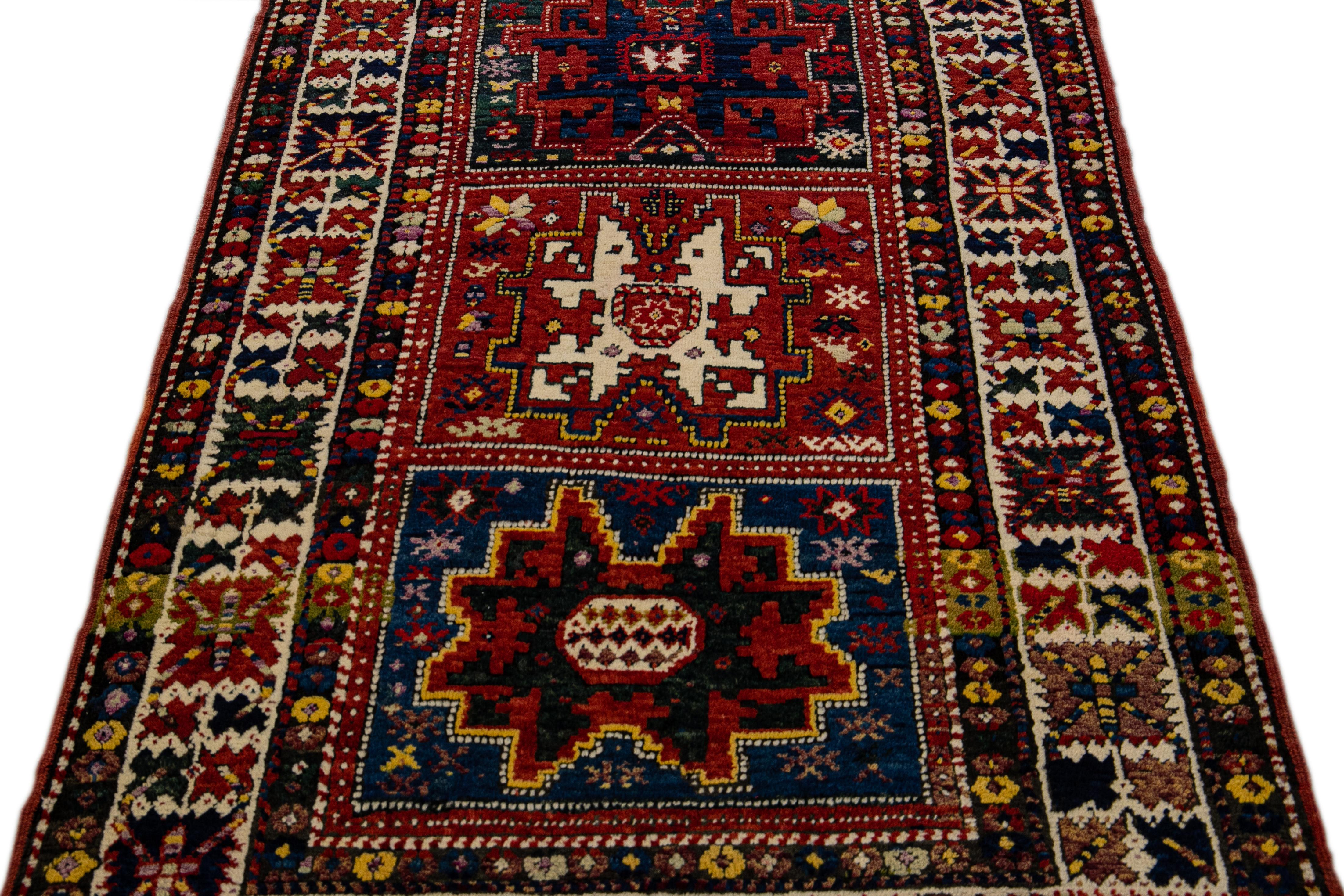 Islamic Antique Persian Serab Handmade Allover Designed Red Wool Runner For Sale