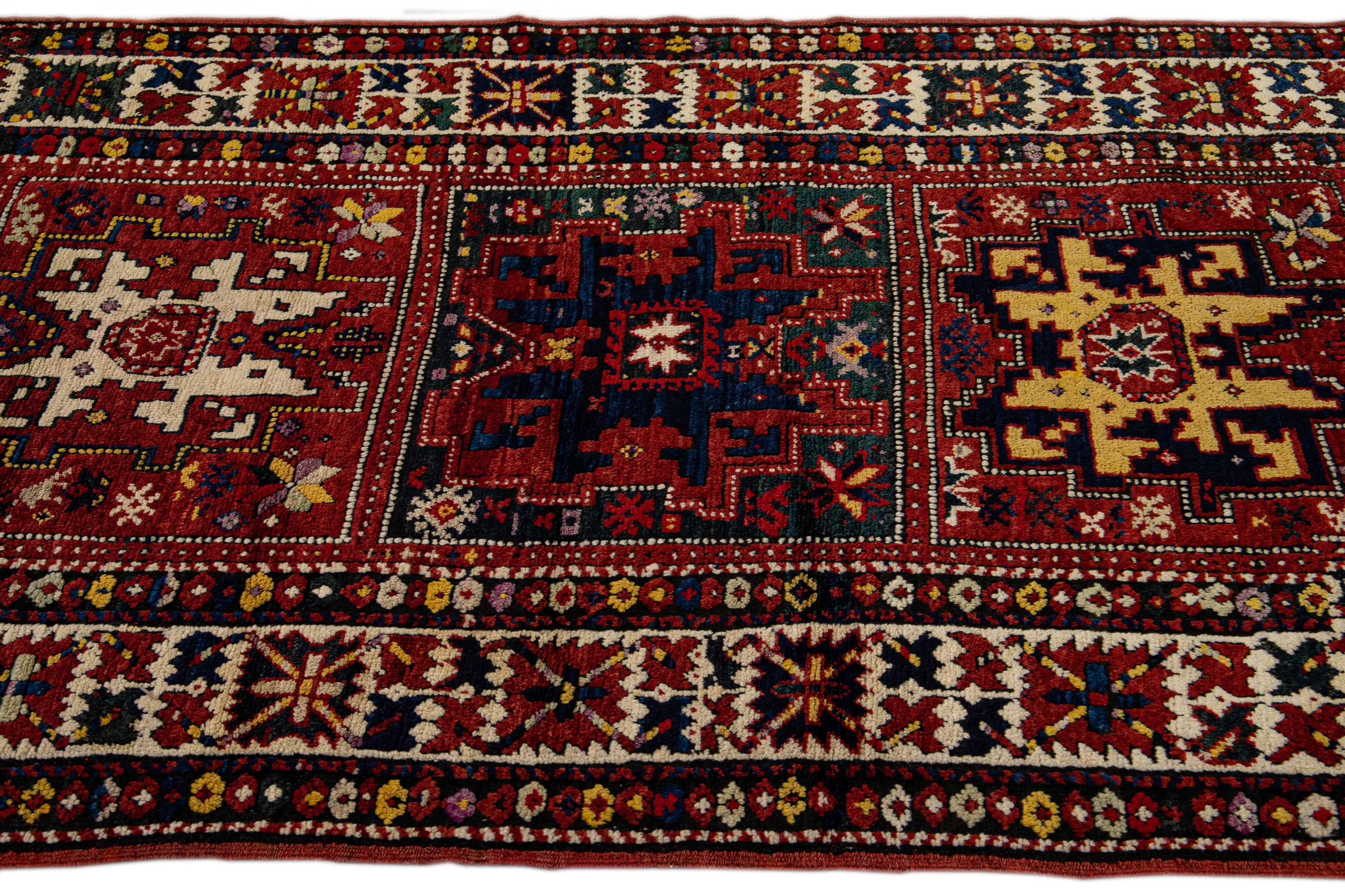 20th Century Antique Persian Serab Handmade Allover Designed Red Wool Runner For Sale