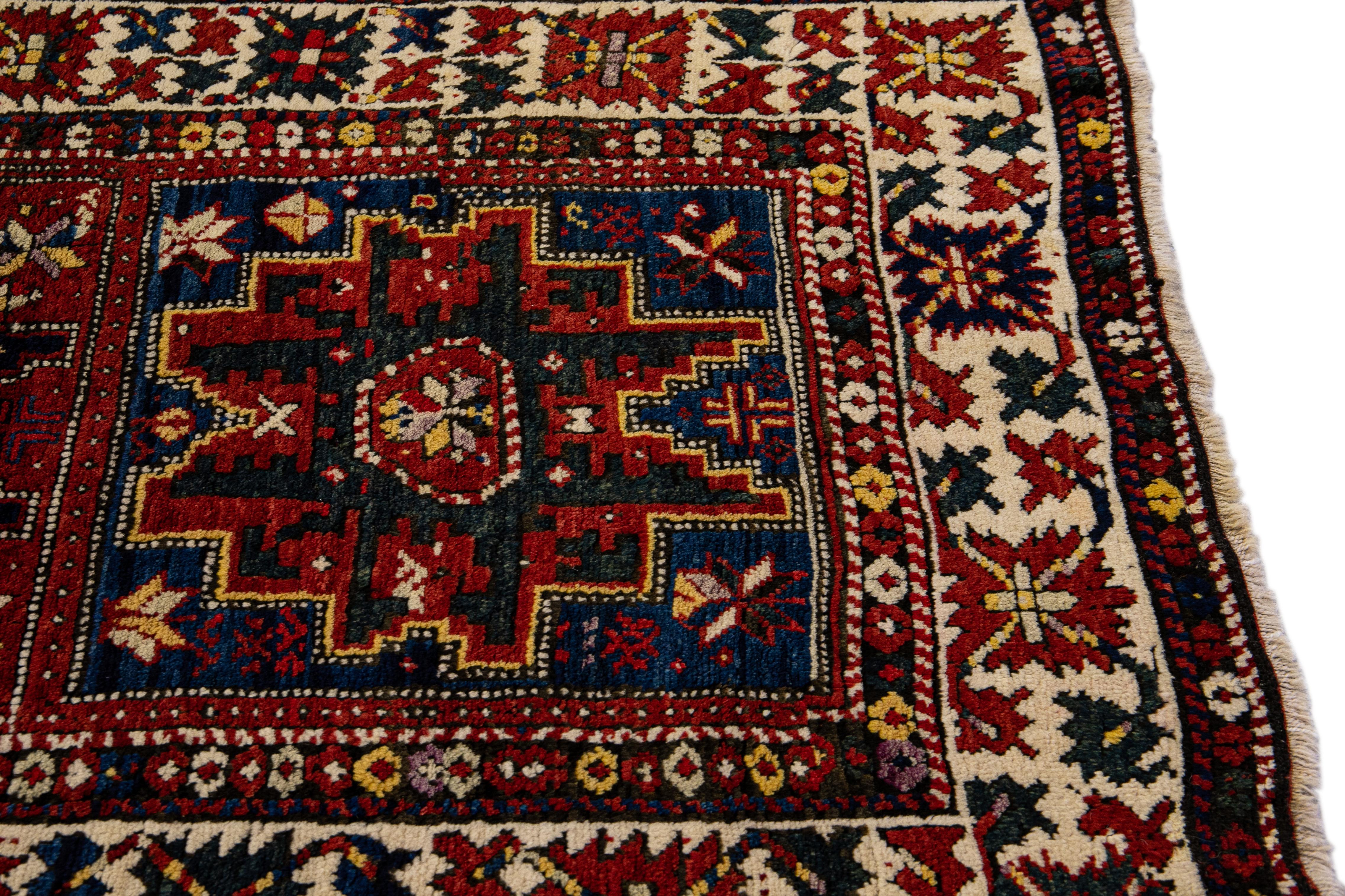 Antique Persian Serab Handmade Allover Designed Red Wool Runner For Sale 1
