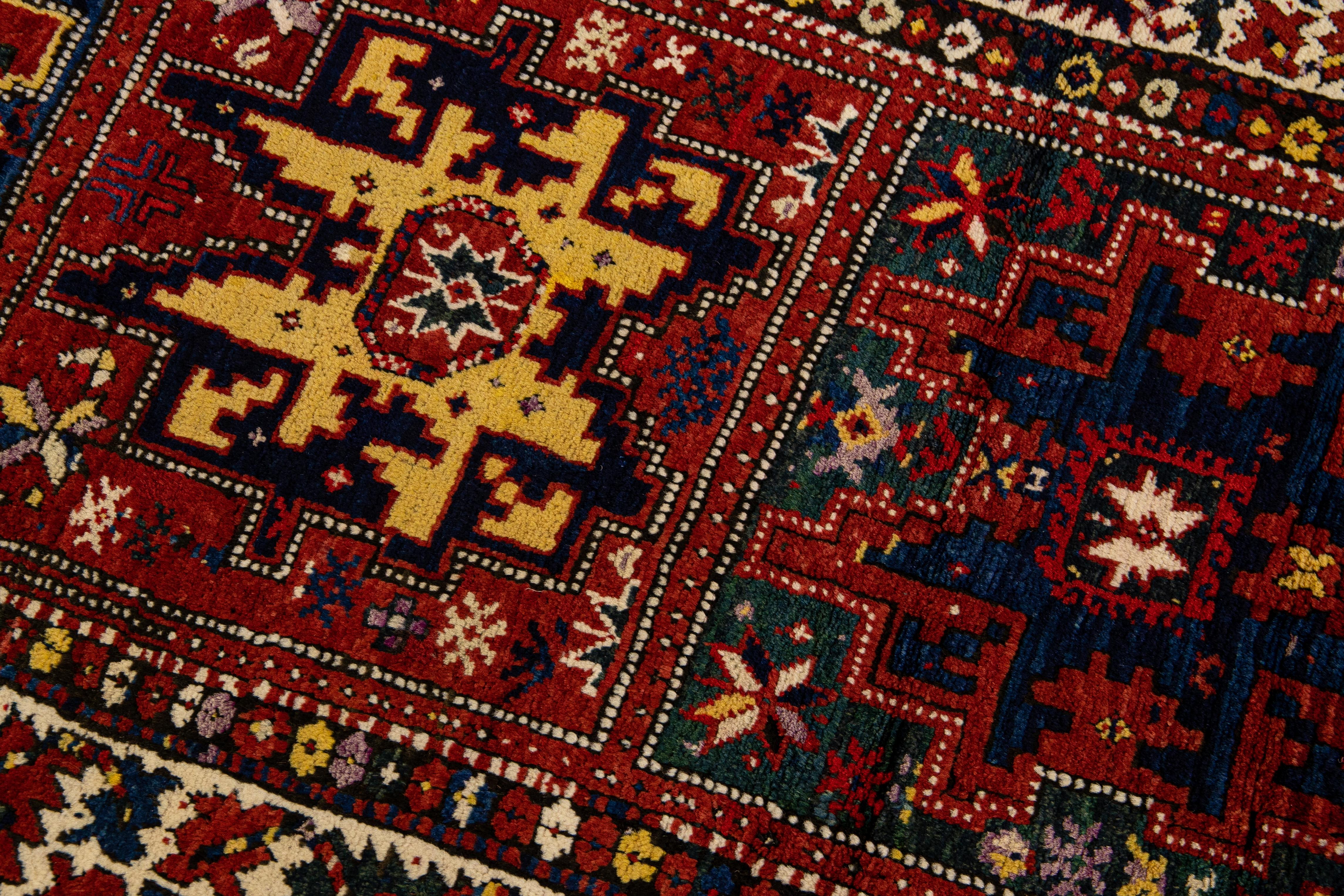 Antique Persian Serab Handmade Allover Designed Red Wool Runner For Sale 3
