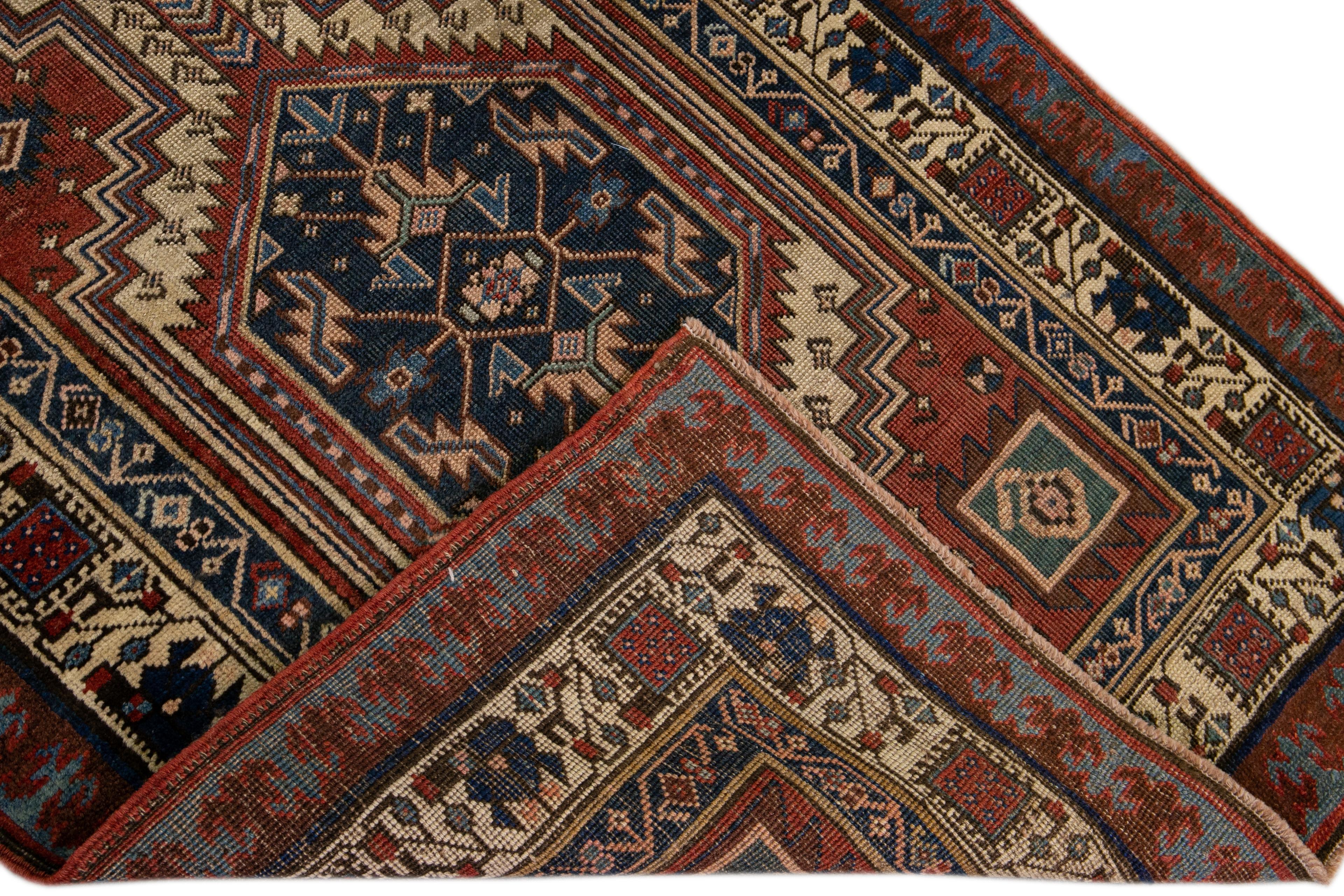 Islamic Antique Persian Serab Handmade Tribal Rust Wool Runner For Sale