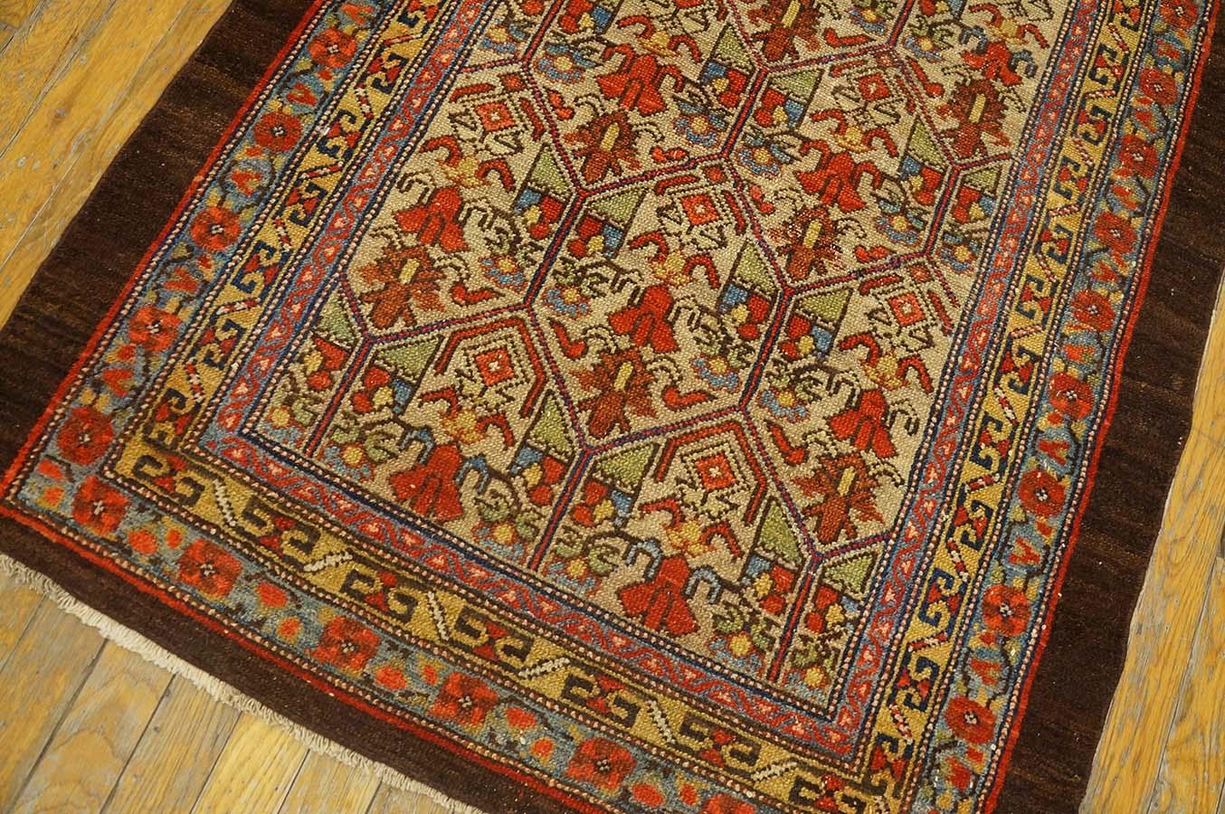 Late 19th Century Antique Persian Serab Rug 3' 2'' x 3' 9'' For Sale