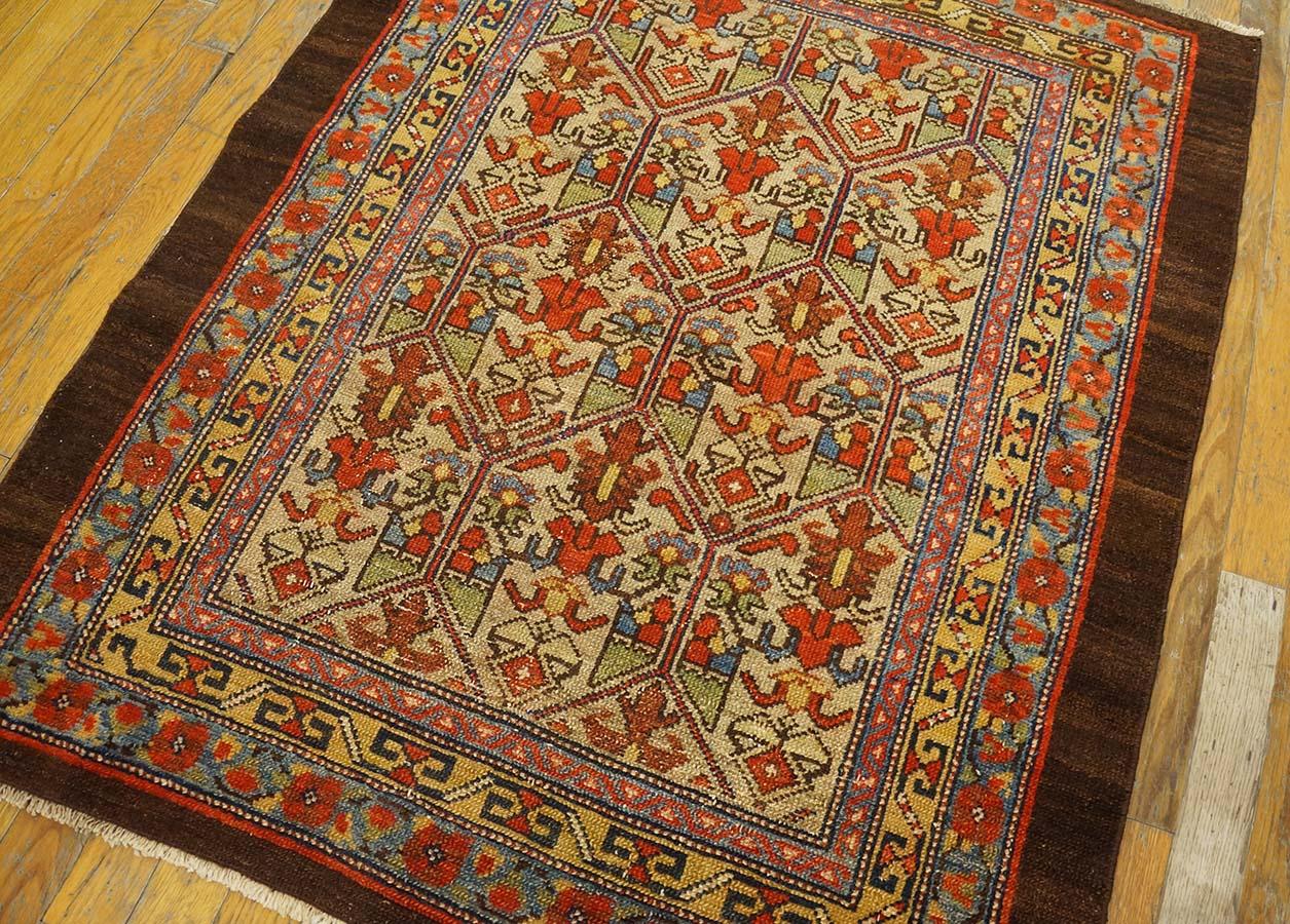 Wool Antique Persian Serab Rug 3' 2'' x 3' 9'' For Sale