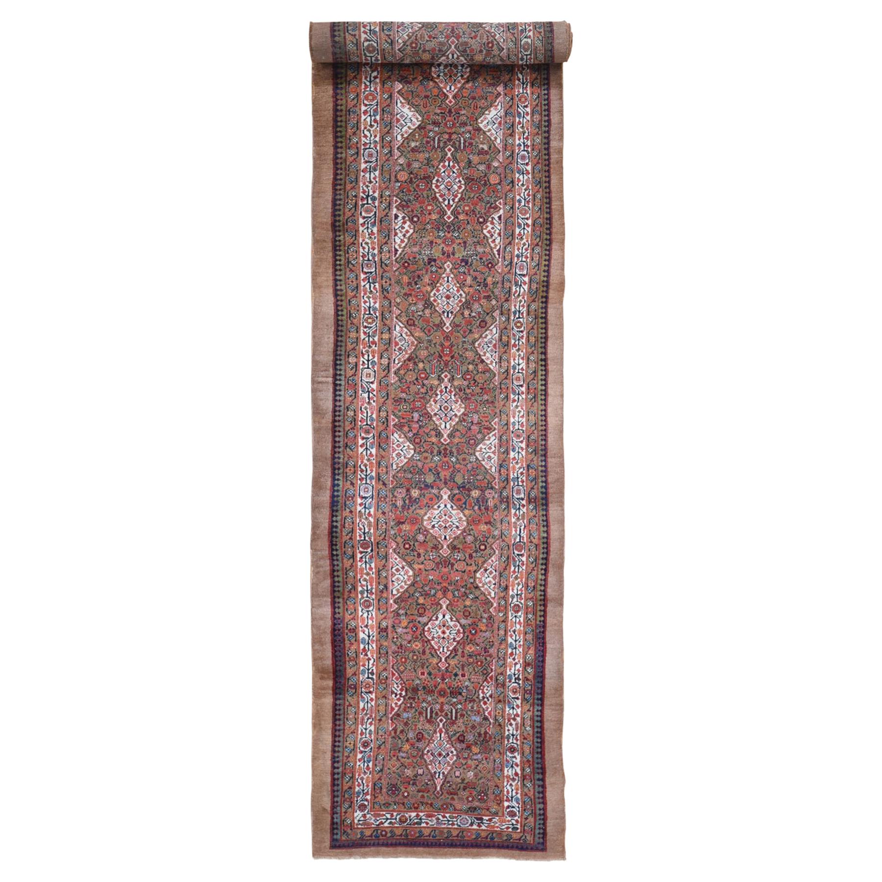 Antique Persian Serab Runner Full Pile Good Condition Pure Wool Hand Knotted Rug For Sale