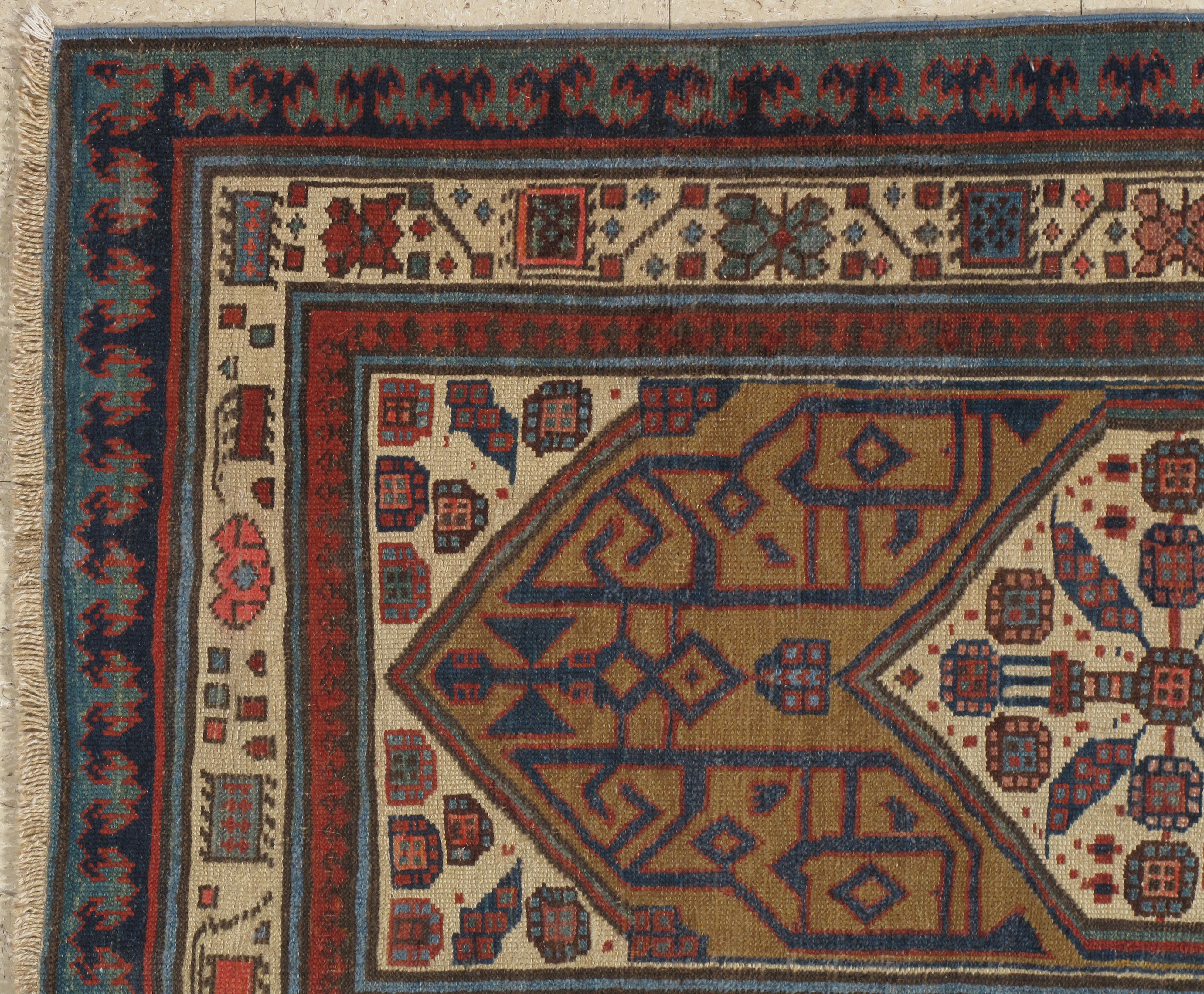 The village of Serab is known for their fine long runners with a characteristic camel ground and lozenge shaped medallions. These rugs are woven in the village of Serab, located in the North West Region of Persia.
Size: 3' x 14'3
