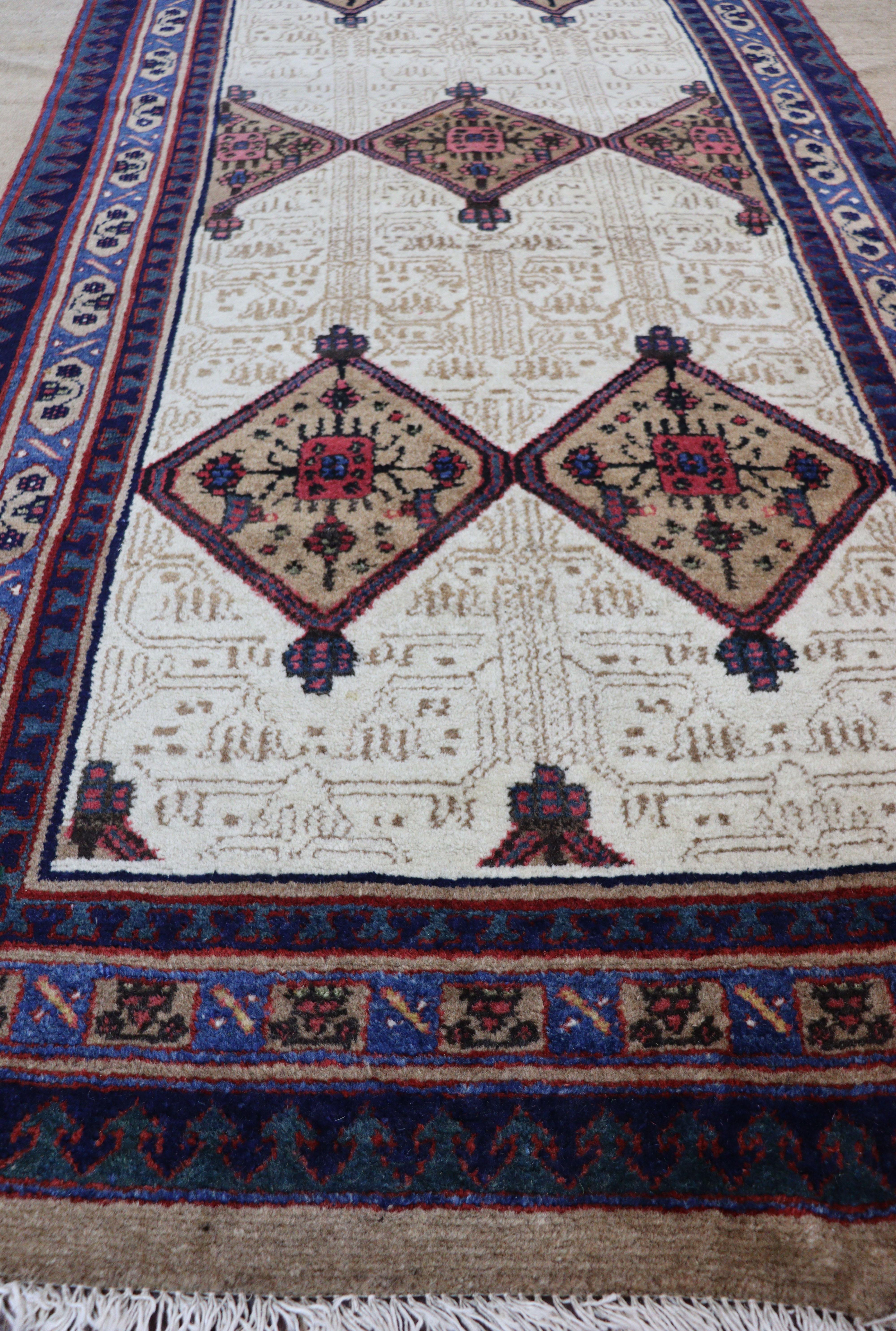 Heriz Serapi Antique Persian Serab/Serapi Gallery Size Rug, Camel Color, 4'6