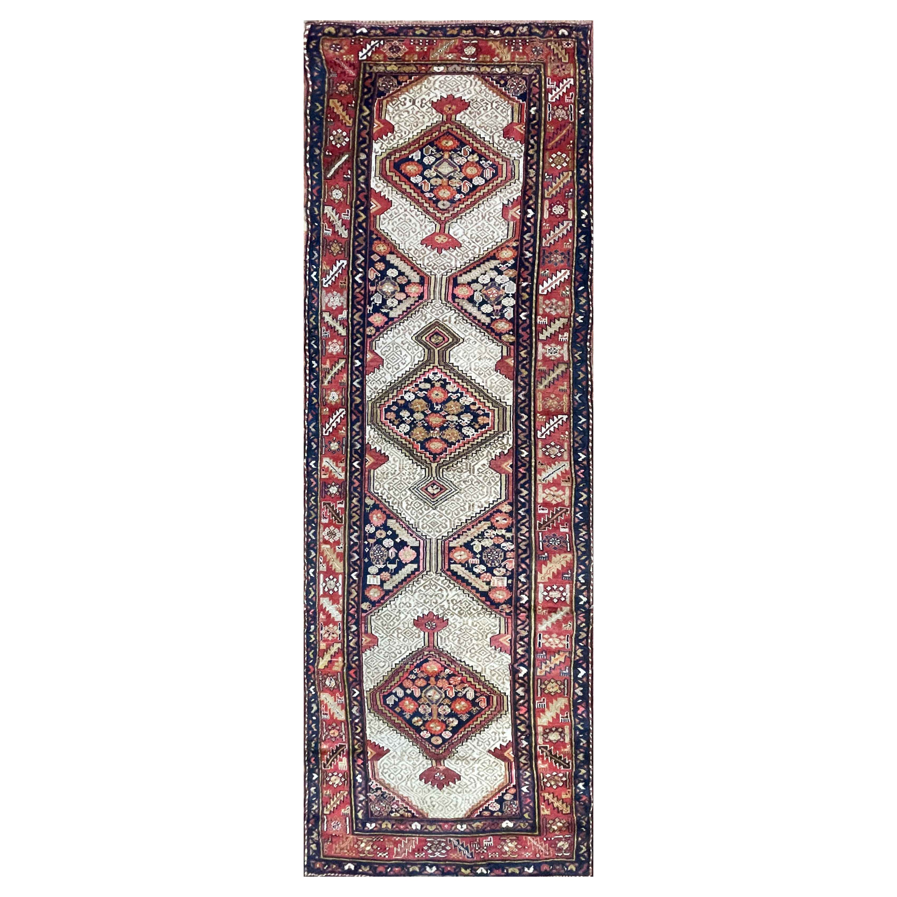 Tapis de couloir persan antique Serab/Serapi, couleur camel, vers 1880