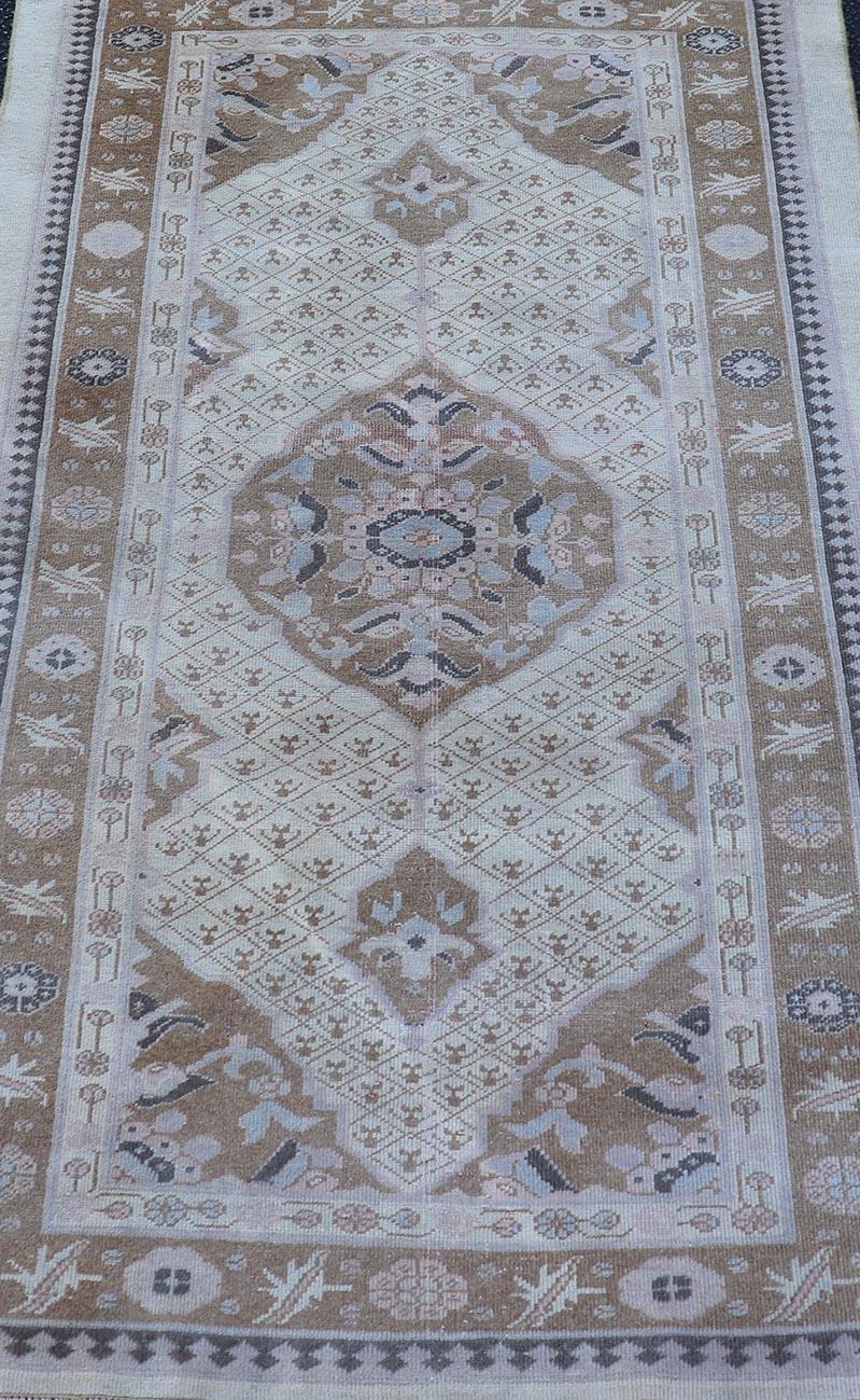 Antique Persian Serab Small Rug in Brown, Tan and Neutrals For Sale 4