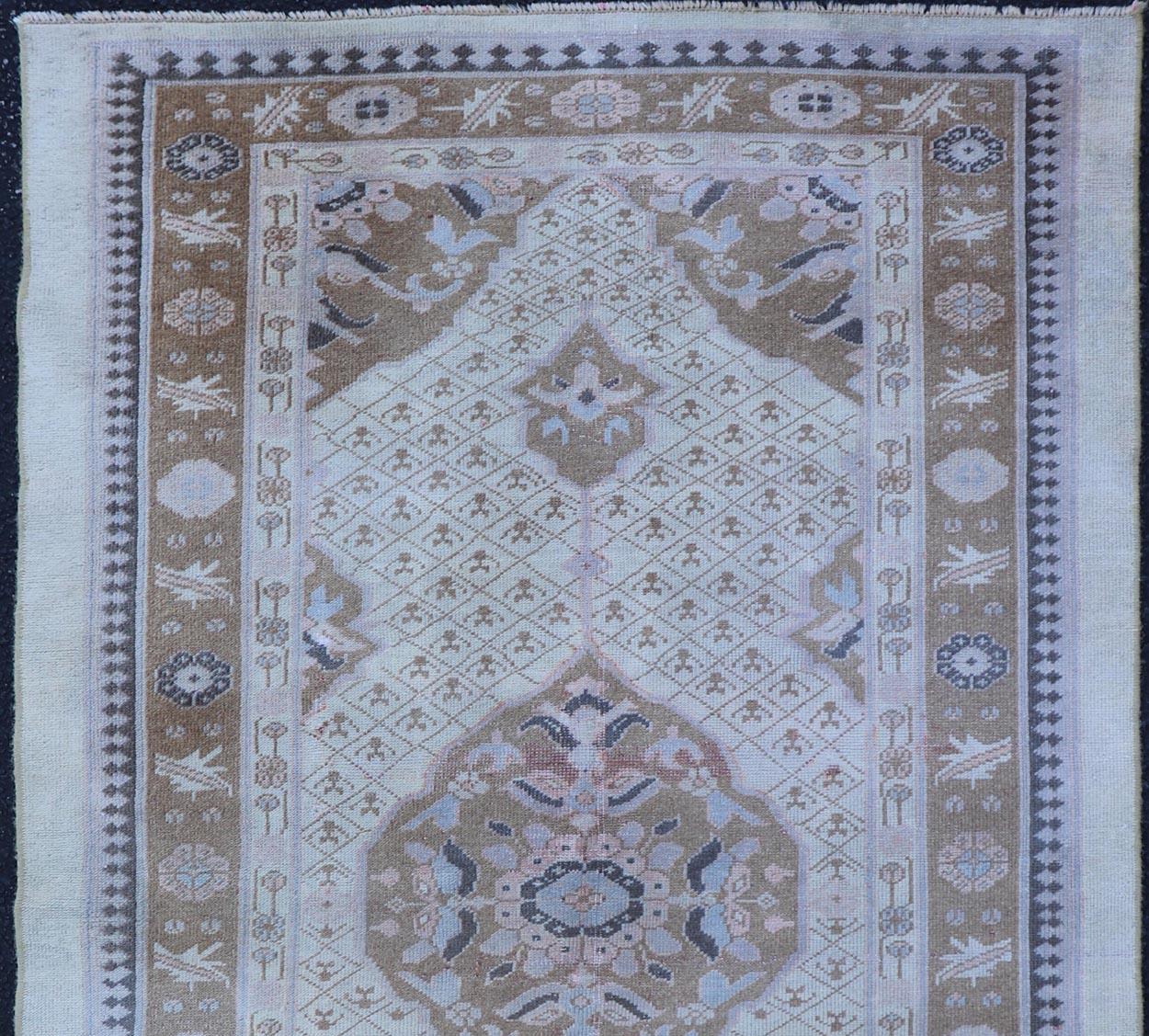 20th Century Antique Persian Serab Small Rug in Brown, Tan and Neutrals For Sale