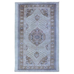 Antique Persian Serab Small Rug in Brown, Tan and Neutrals