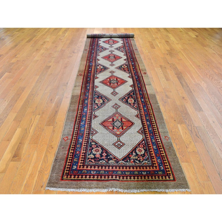 Antique Persian Serab Wide Extra Large Runner Even Wear Oriental Rug