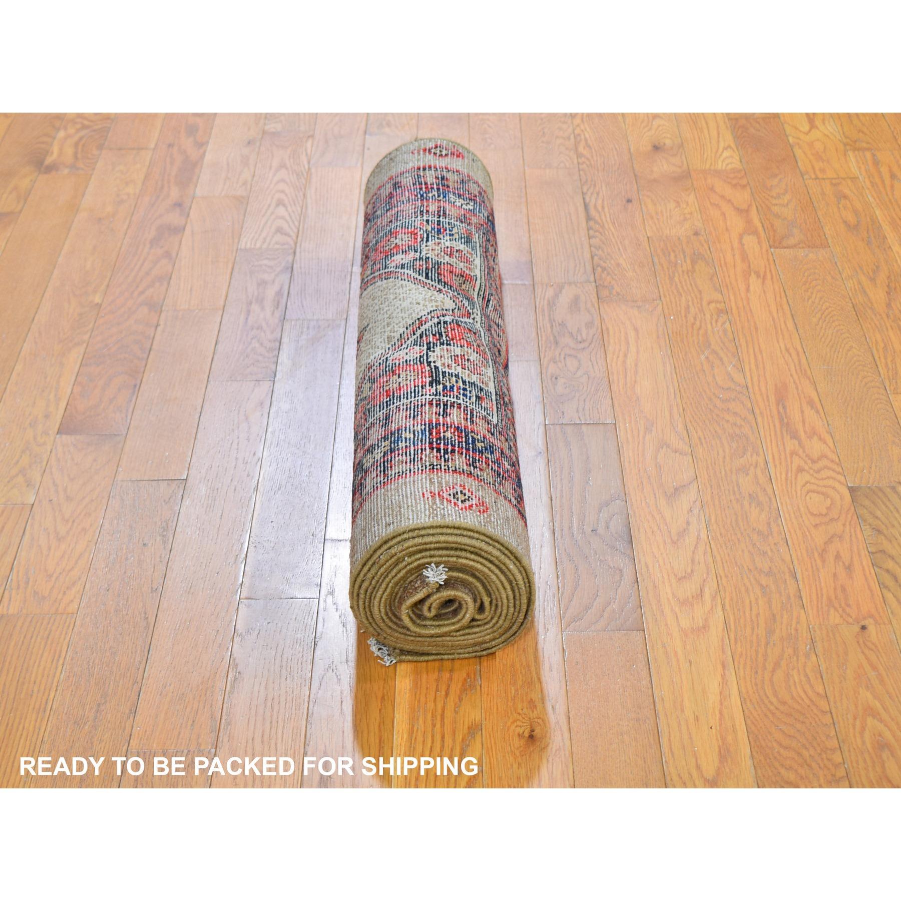 Hand-Knotted Antique Persian Serab Wide Extra Large Runner Even Wear Oriental Rug For Sale