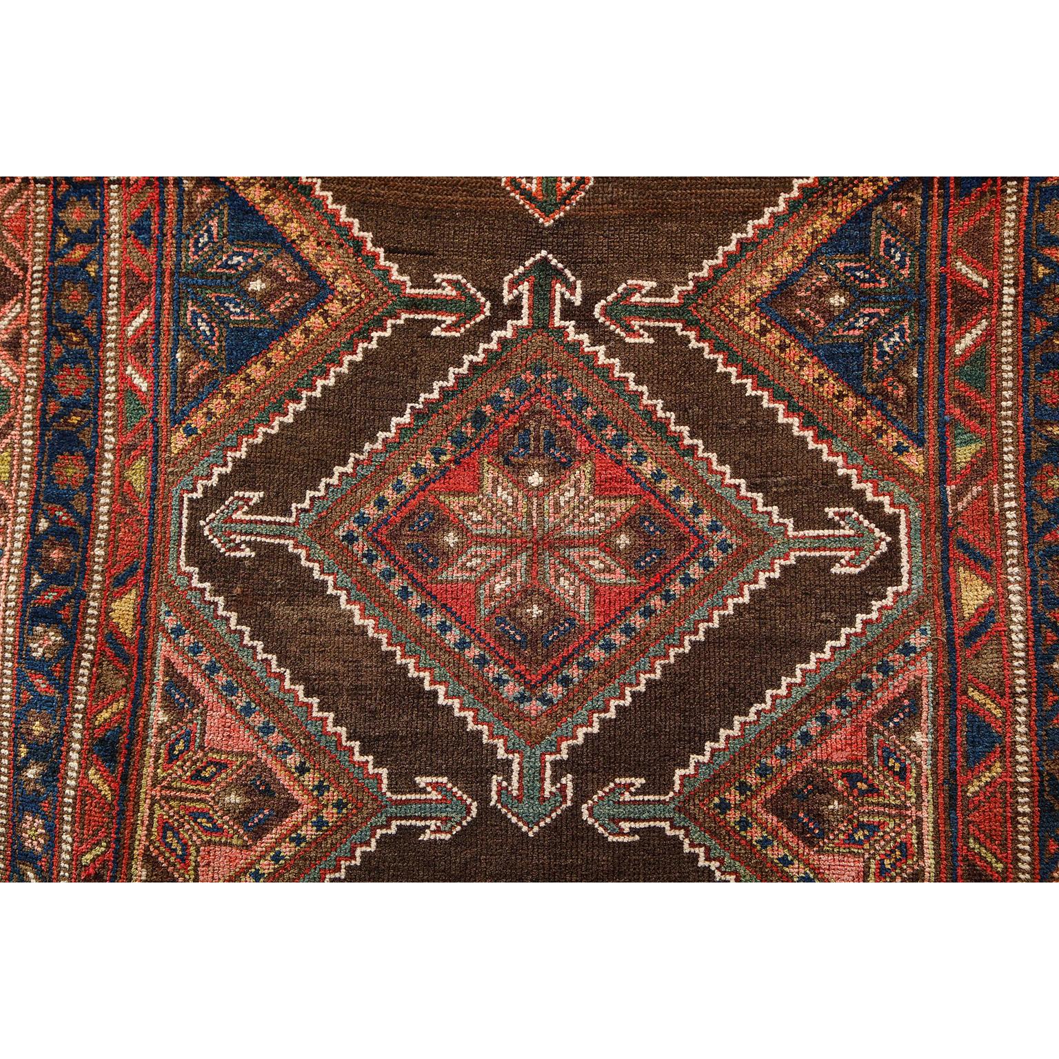 Vegetable Dyed Antique 1900s  Wool Persian Seraband Rug, 3' x 6' For Sale